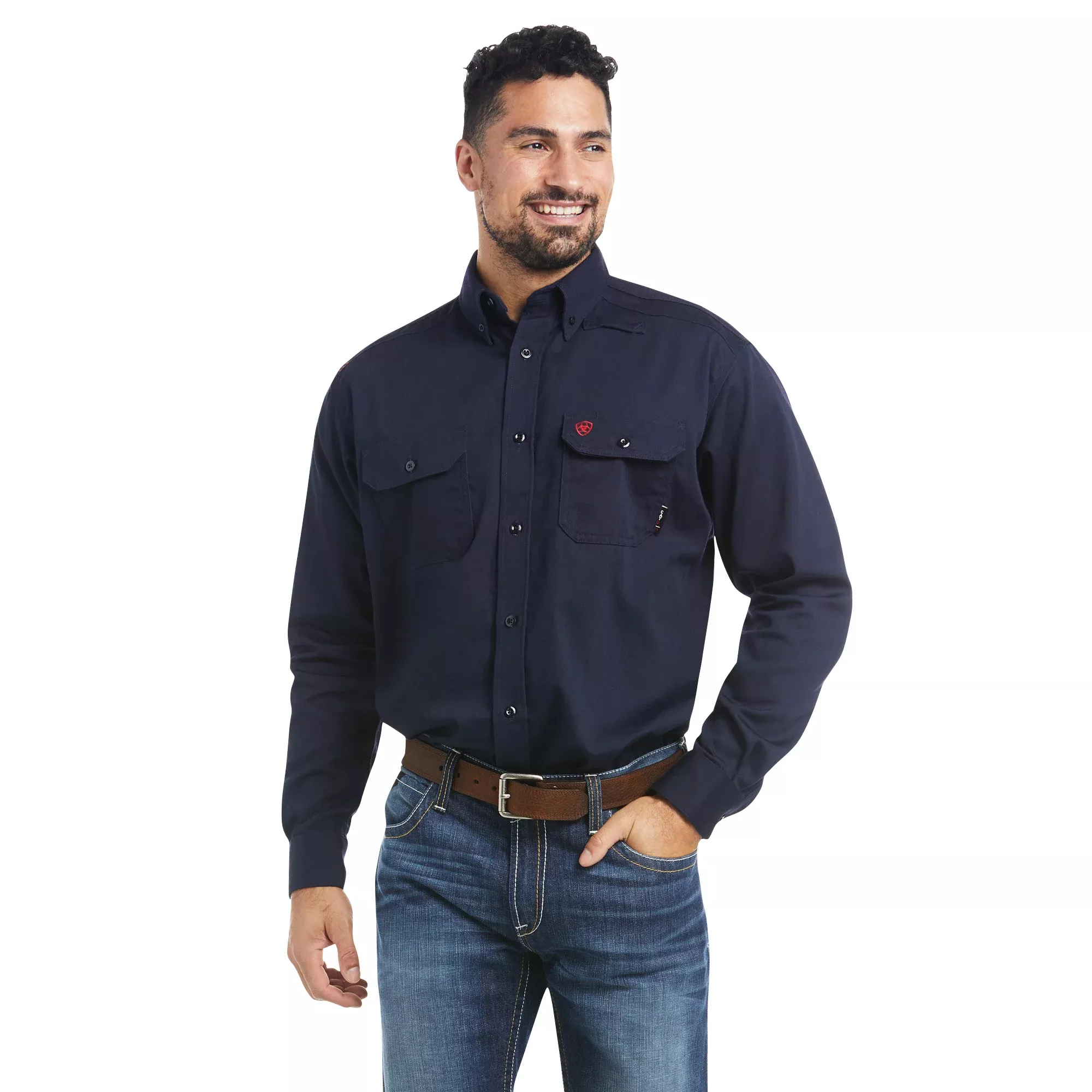 10018816 - Ariat Men's FR Solid Navy Work Shirt