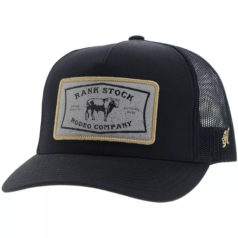 2561T-BK - Hooey "Rank Stock" Hat Black W/Rectangle Patch