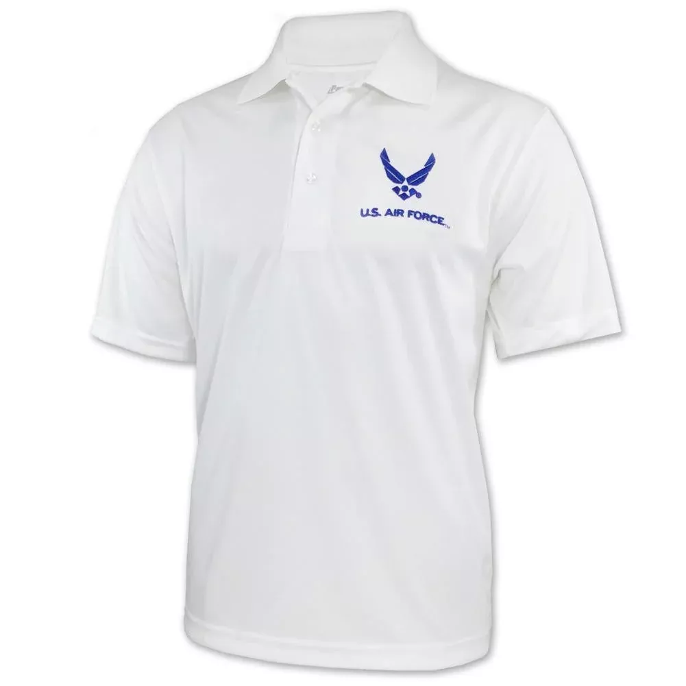 Air Force Wings Embroidered Performance Polo (White)