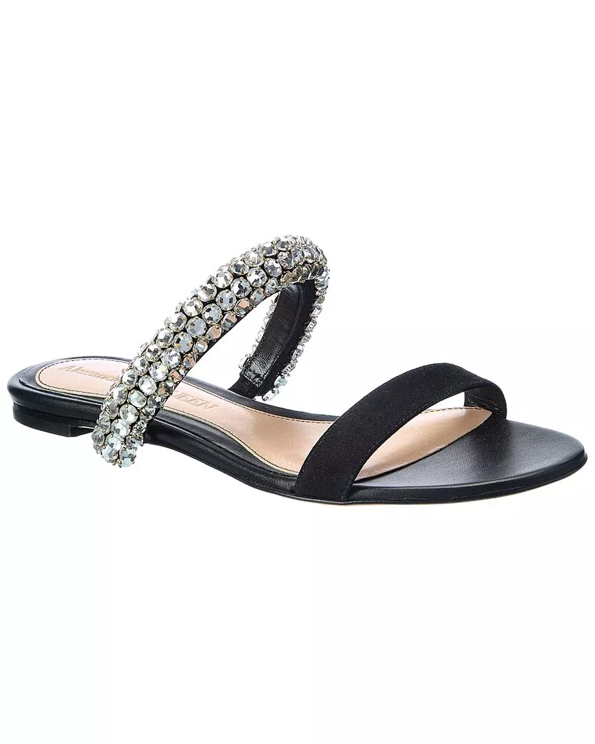 Alexander Mcqueen Crystal Suede Sandal