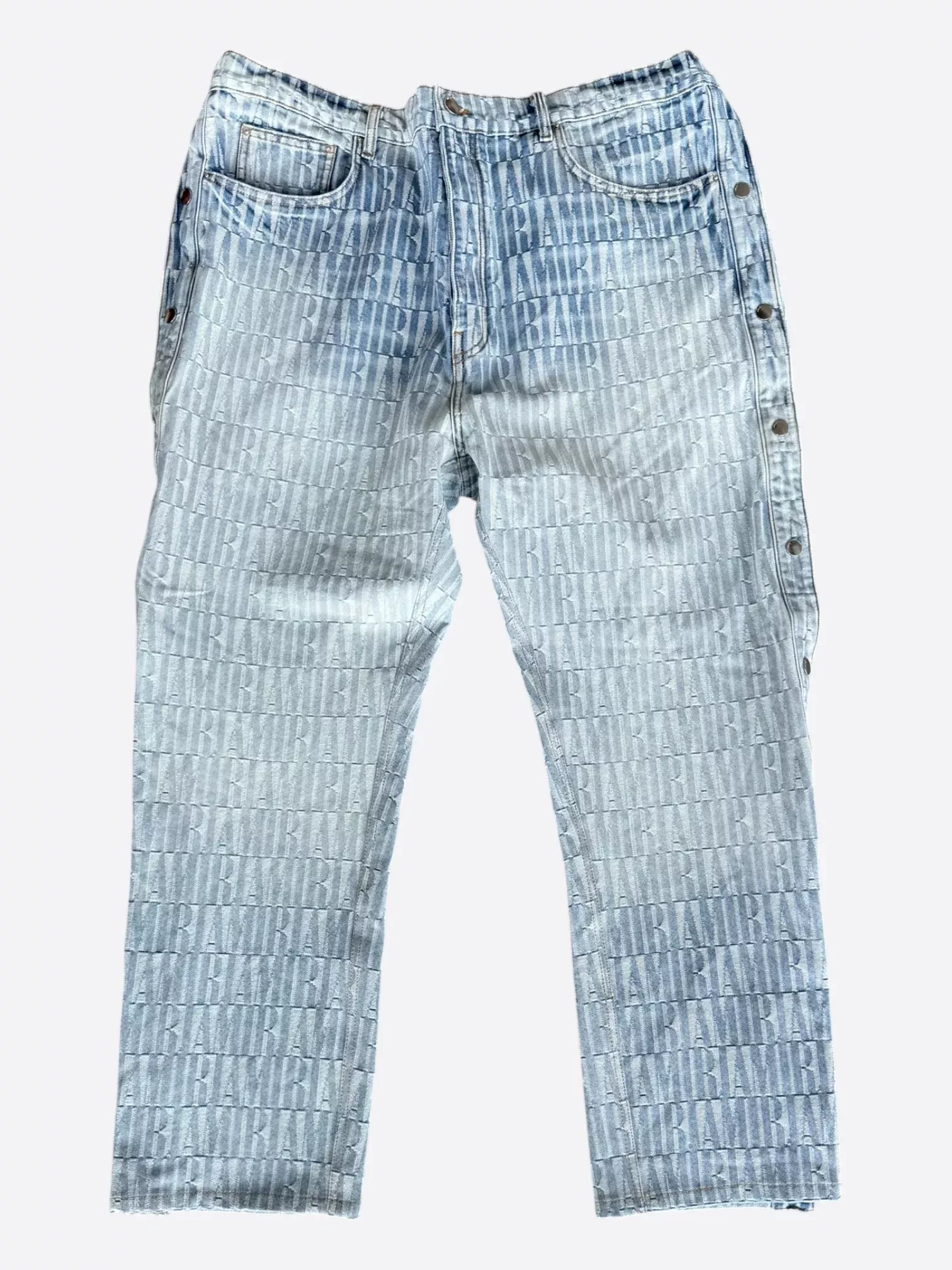 Amiri Blue Jacquard Logo Snap Button Pants