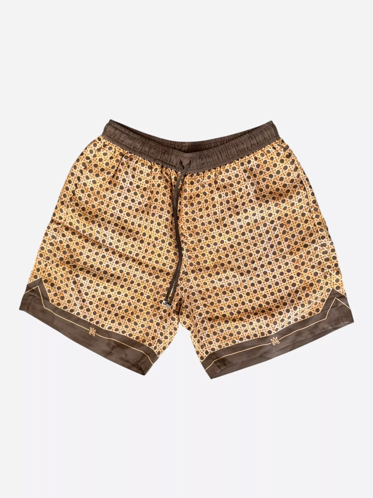 Amiri Brown Weave Pattern Silk Shorts