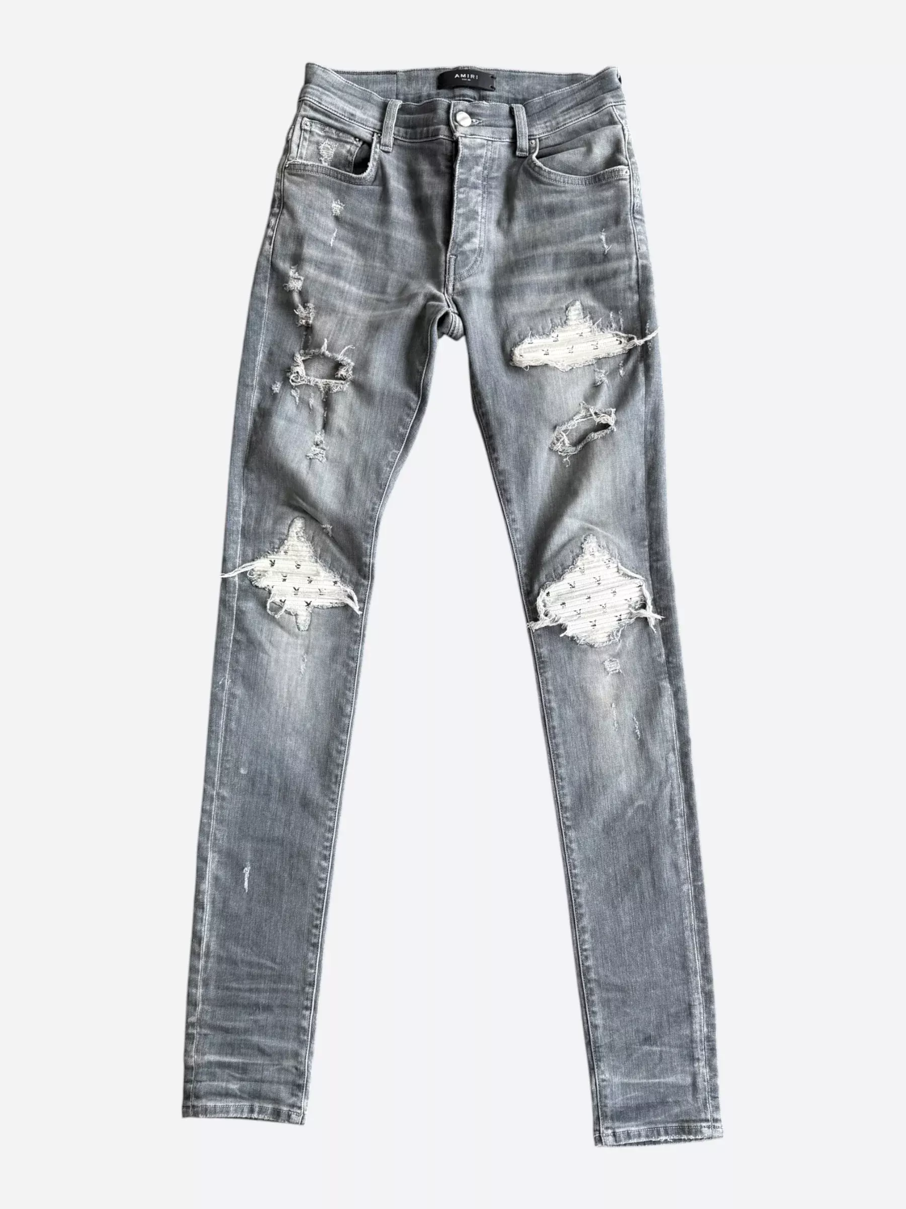 Amiri Playboy Light Grey & White Patch MX1 Jeans