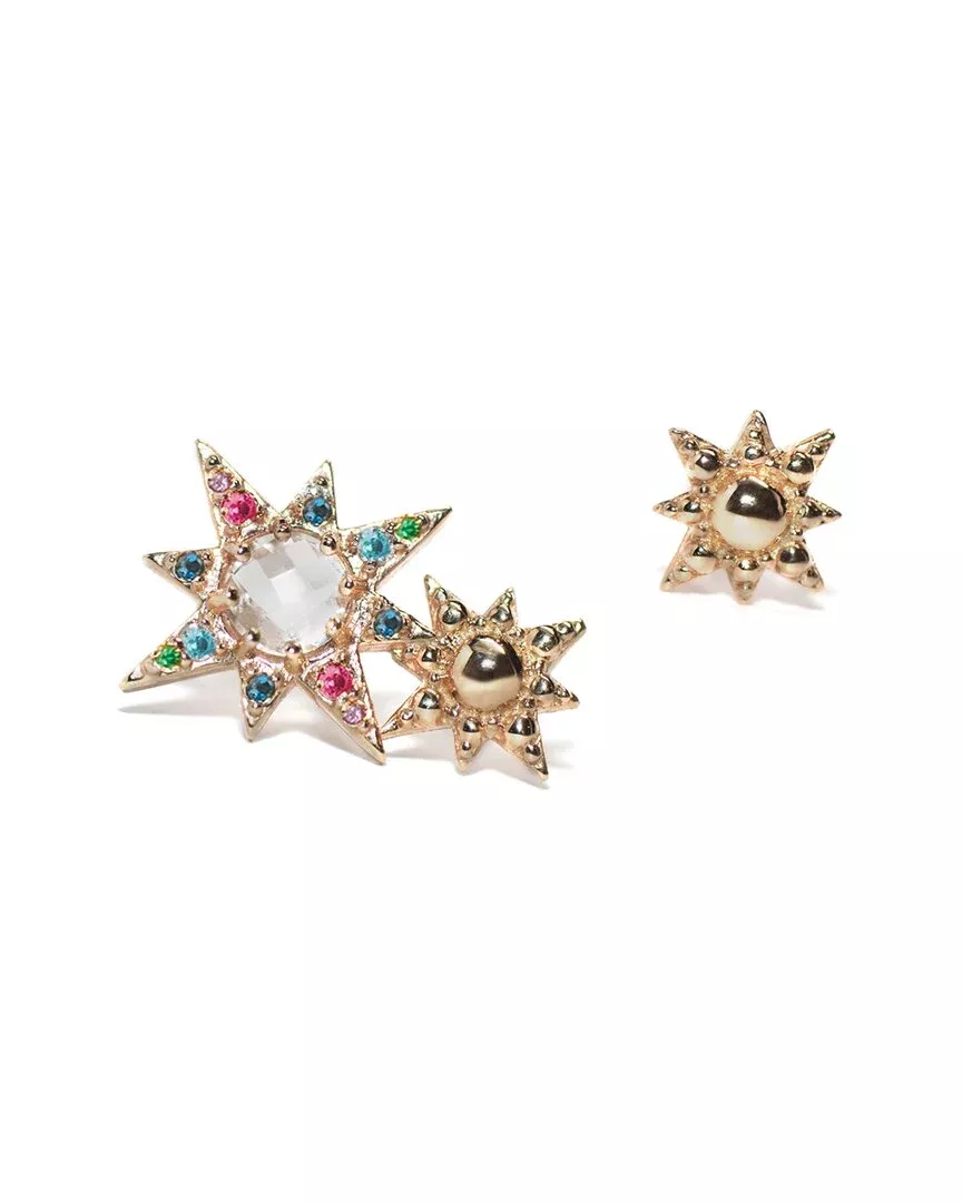 Anzie 14K Gemstone Aztec Earrings