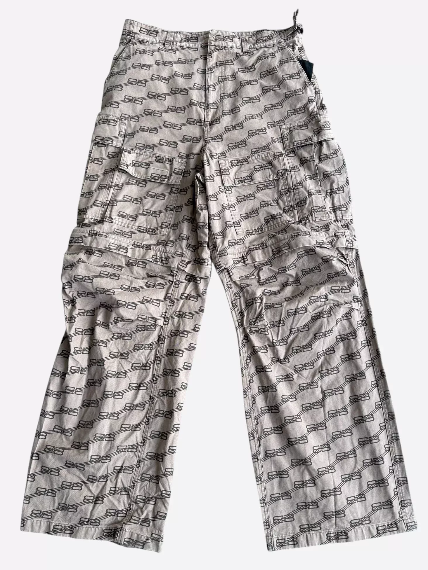 Balenciaga Beige BB Monogram Convertible Cargo Pants
