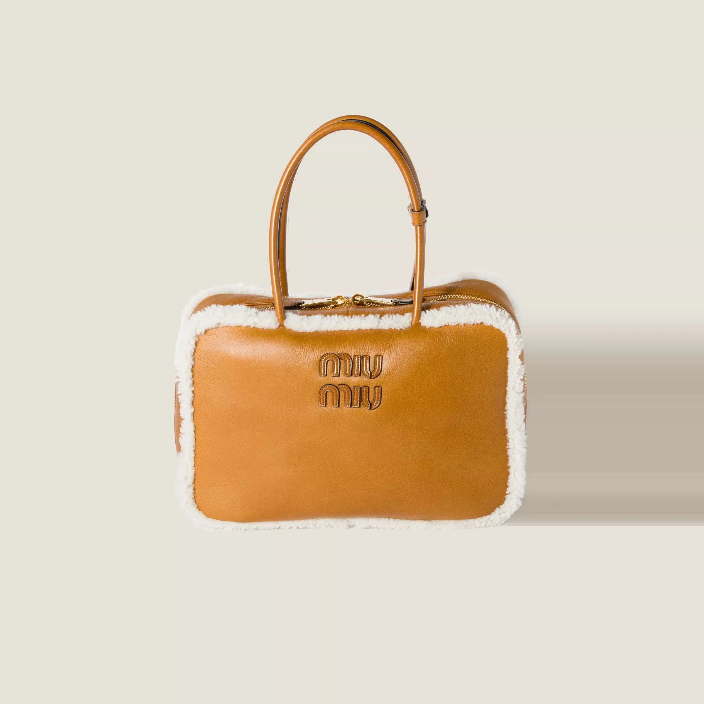Beau Shearling Top-Handle Bag