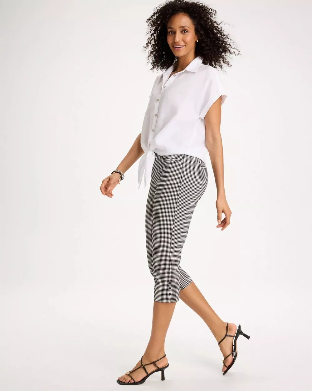 Brigitte™ Slim Gingham Pull-On Capri Pant