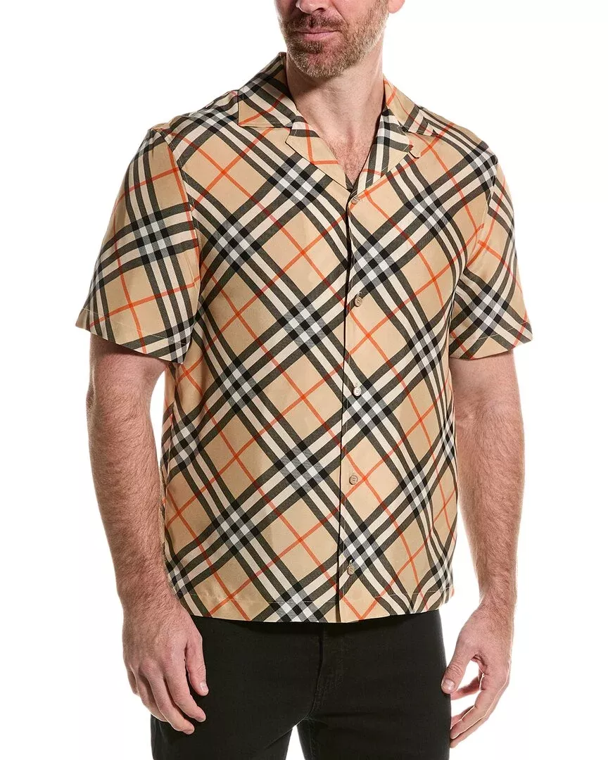 Burberry Check Oversized Silk Shirt
