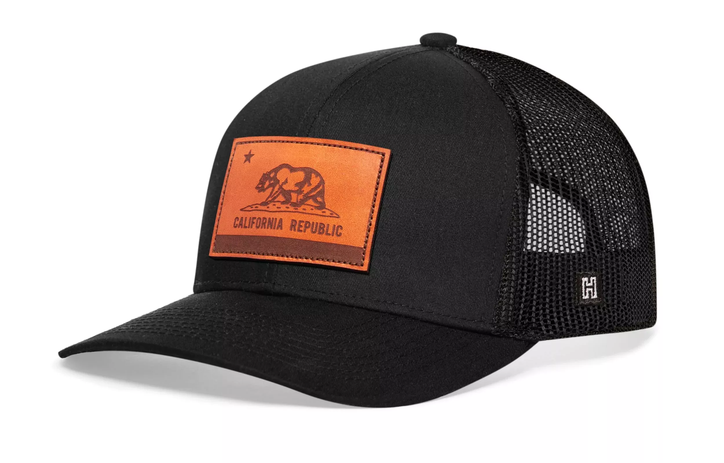 California Flag Trucker Hat|Leather CA Snapback