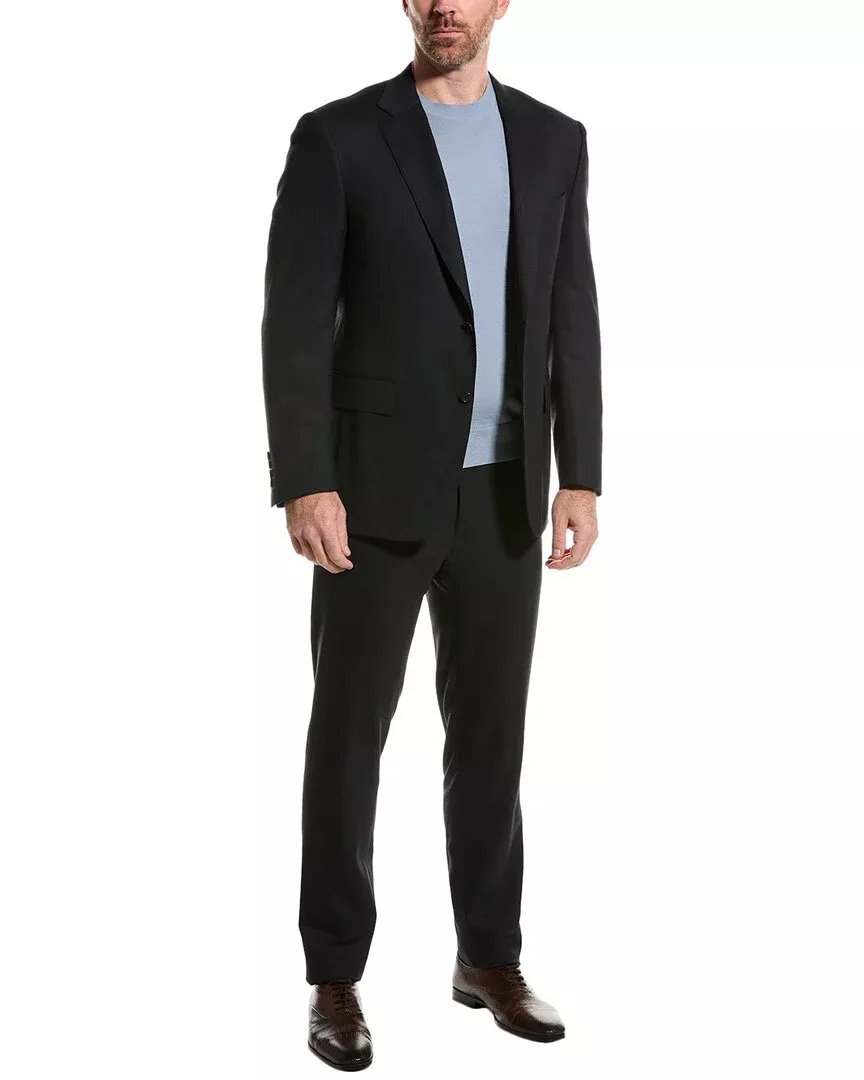 Canali Wool-Blend Suit With Flat Front Pant