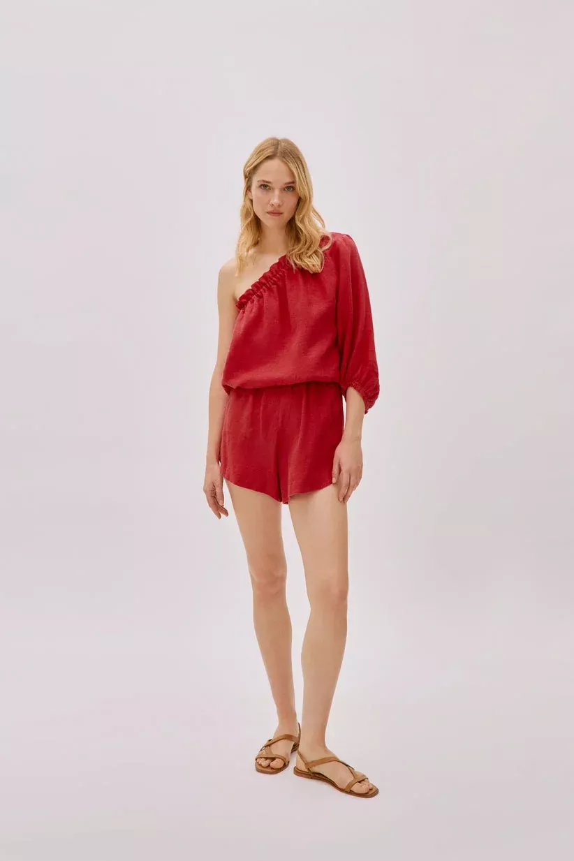 Capri Ecru Linen Shorts