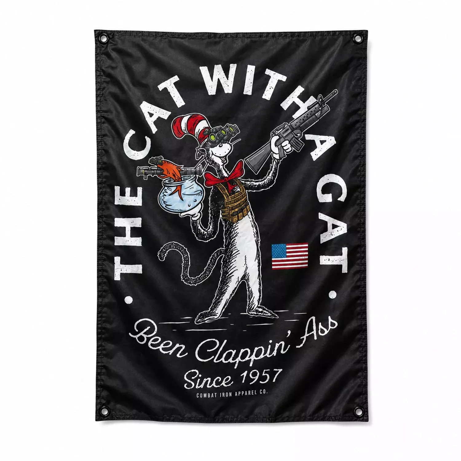 Cat With A Gat 3'x5' Flag