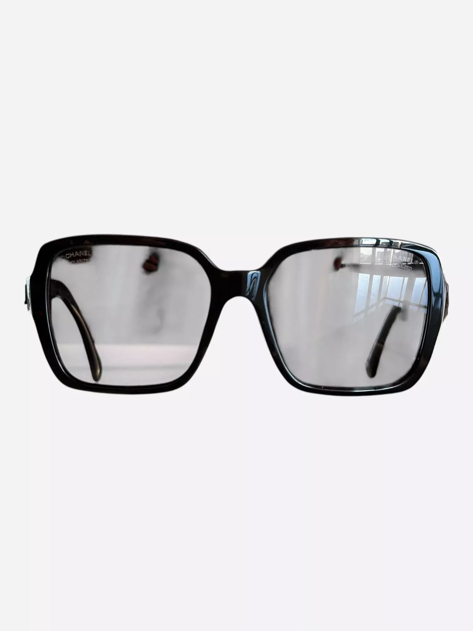 Chanel Black Logo Square Sunglasses