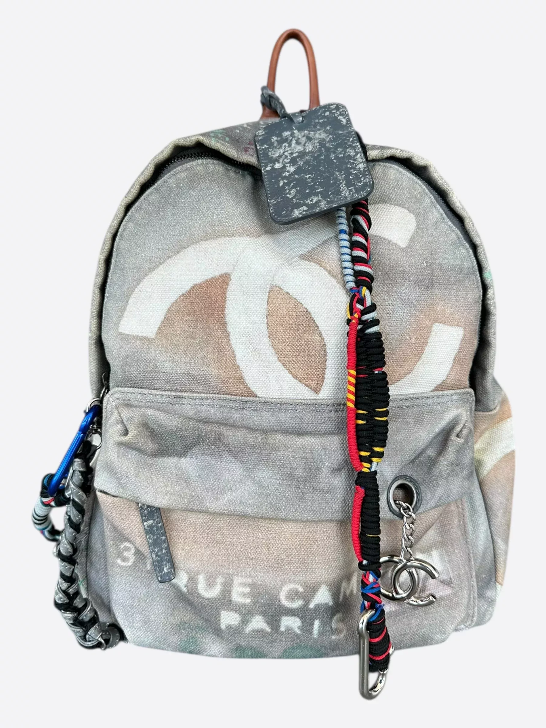 Chanel Grey & Beige Graffiti Backpack