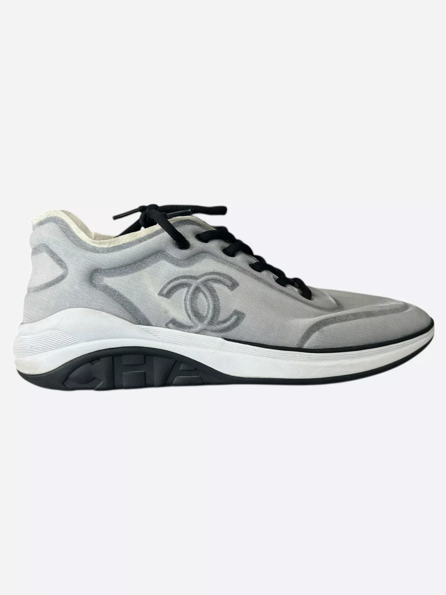 Chanel Grey & Black CC Logo Runners