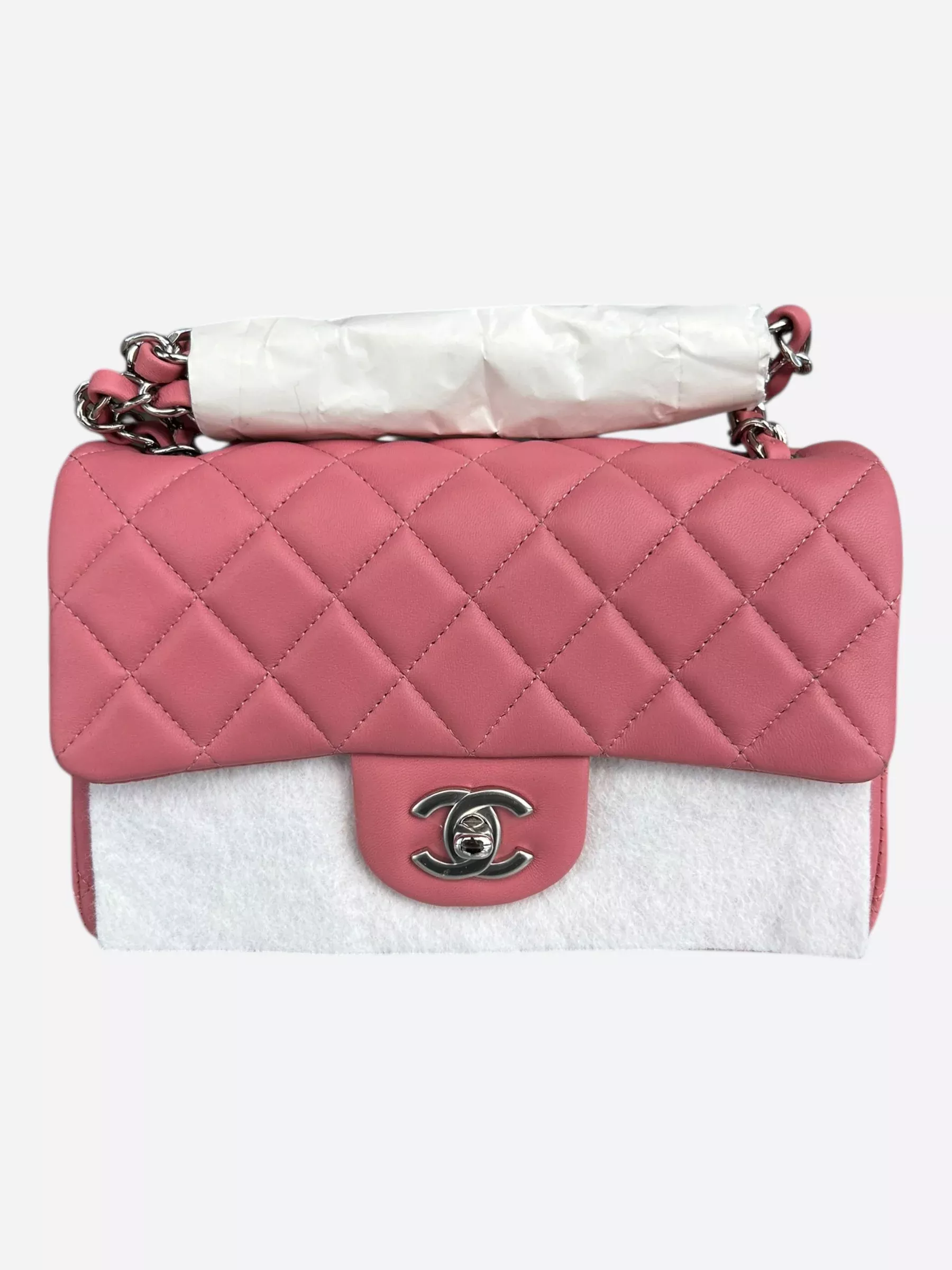 Chanel Pink Quilted Lambskin Mini Rectangular Flap Bag