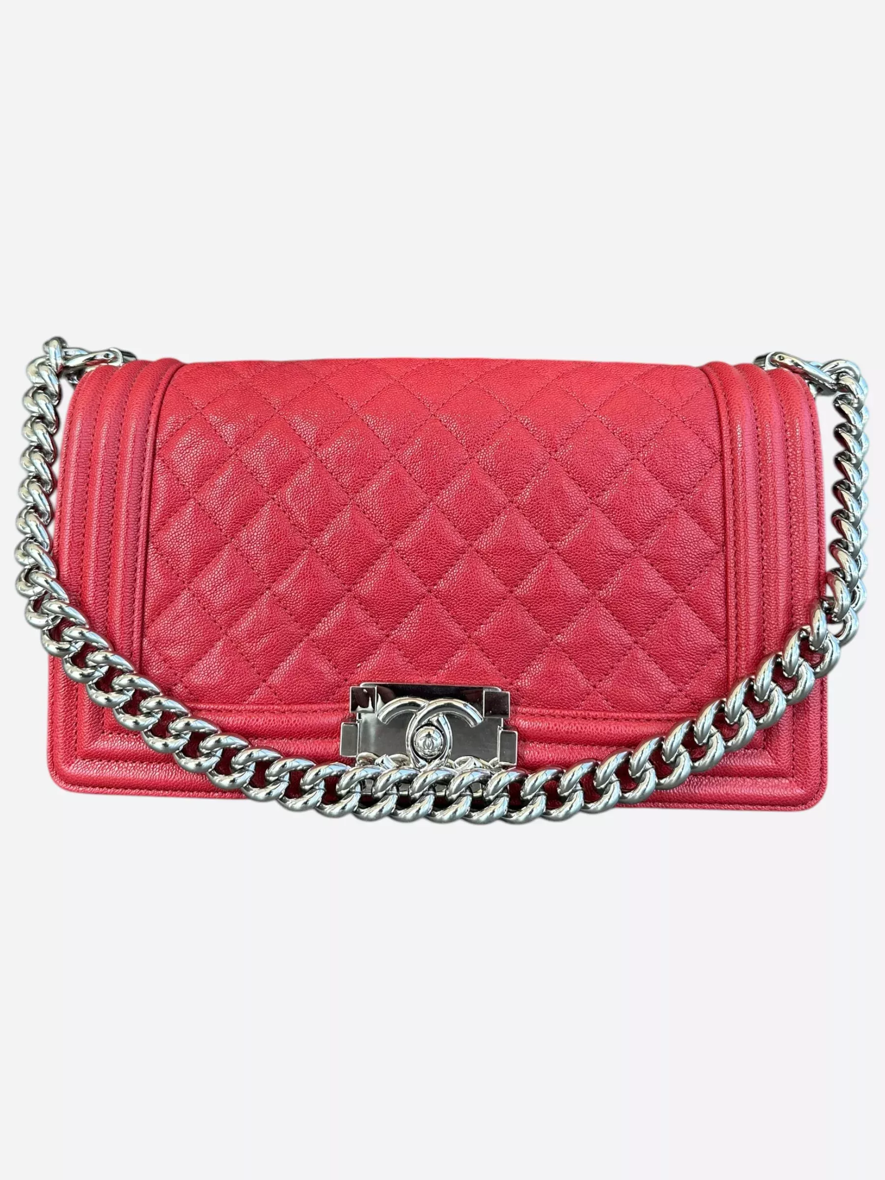 Chanel Red Caviar Small Boy Bag