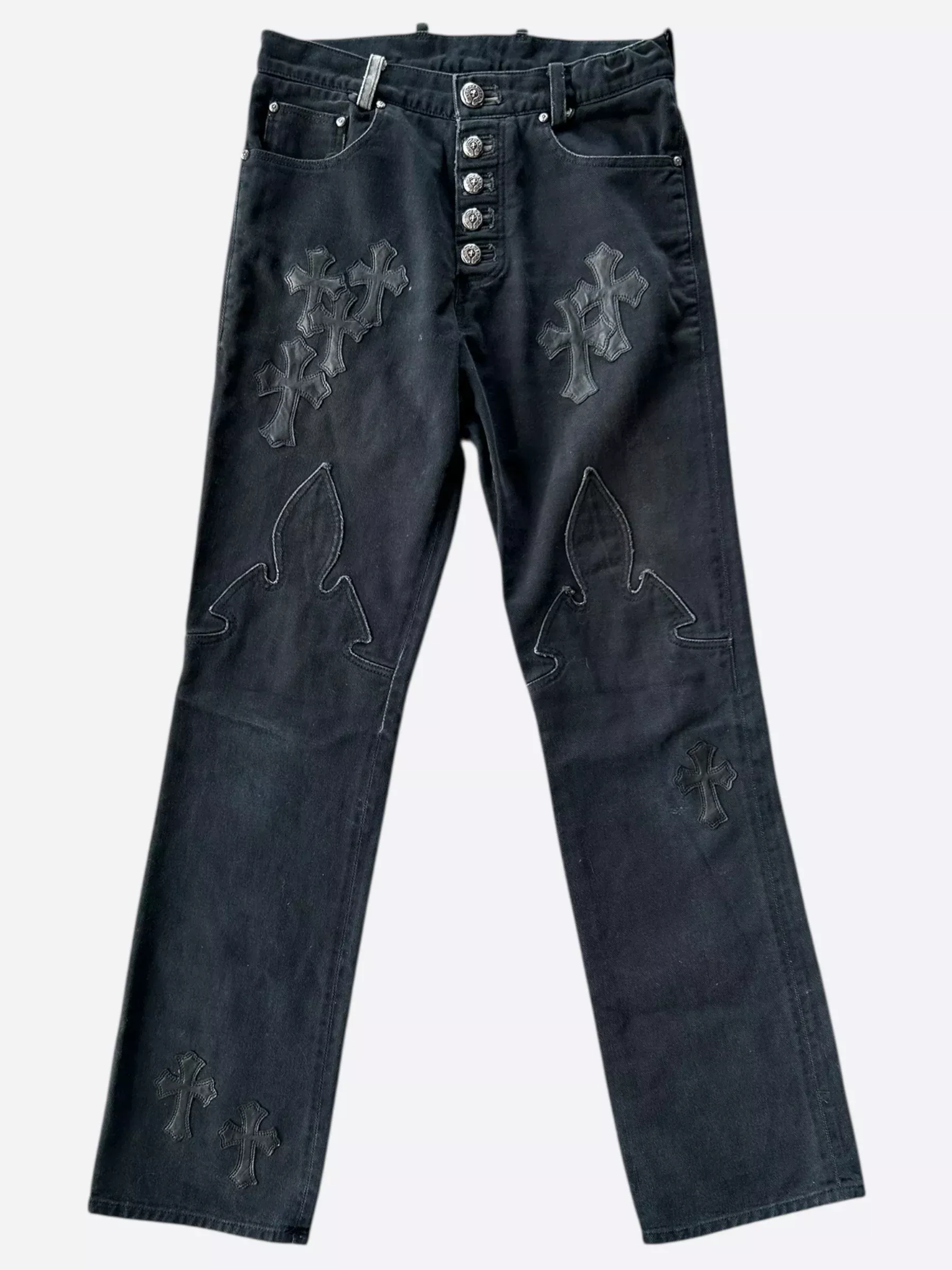 Chrome Hearts Black Cross Patch Fleur Jeans