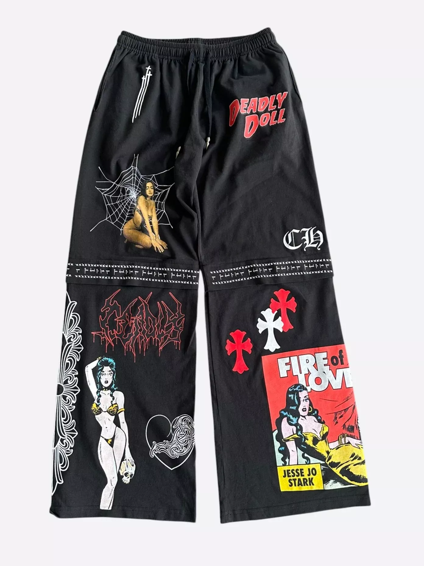 Chrome Hearts Black & Multicolor Deadly Doll Sweatpants