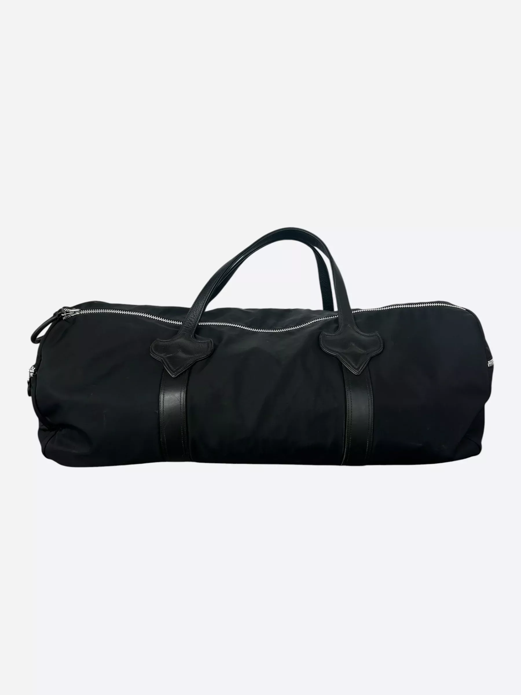 Chrome Hearts Black Nylon & Leather Fleur Duffel Bag