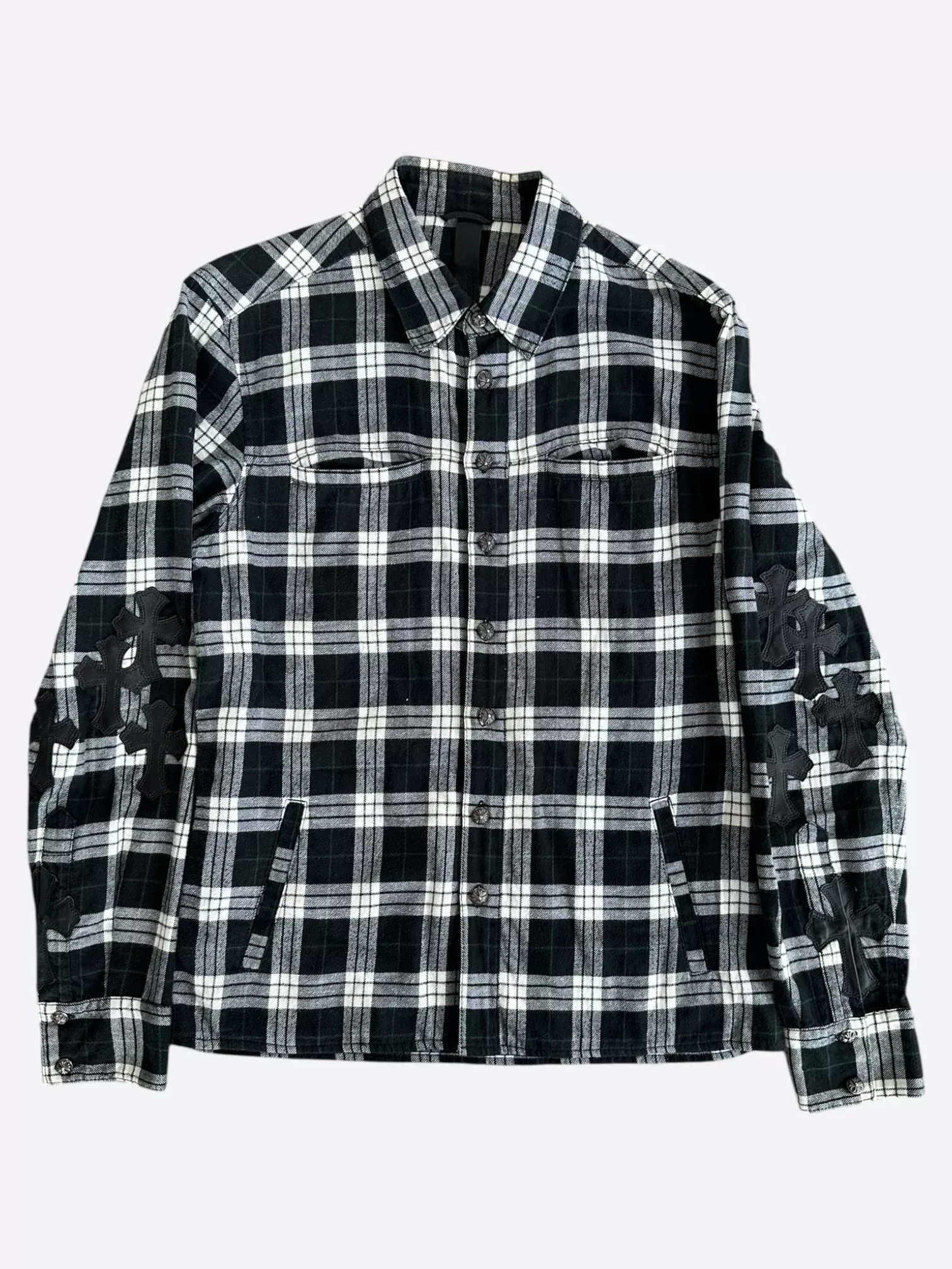 Chrome Hearts Black Plaid Cross Patch Flannel