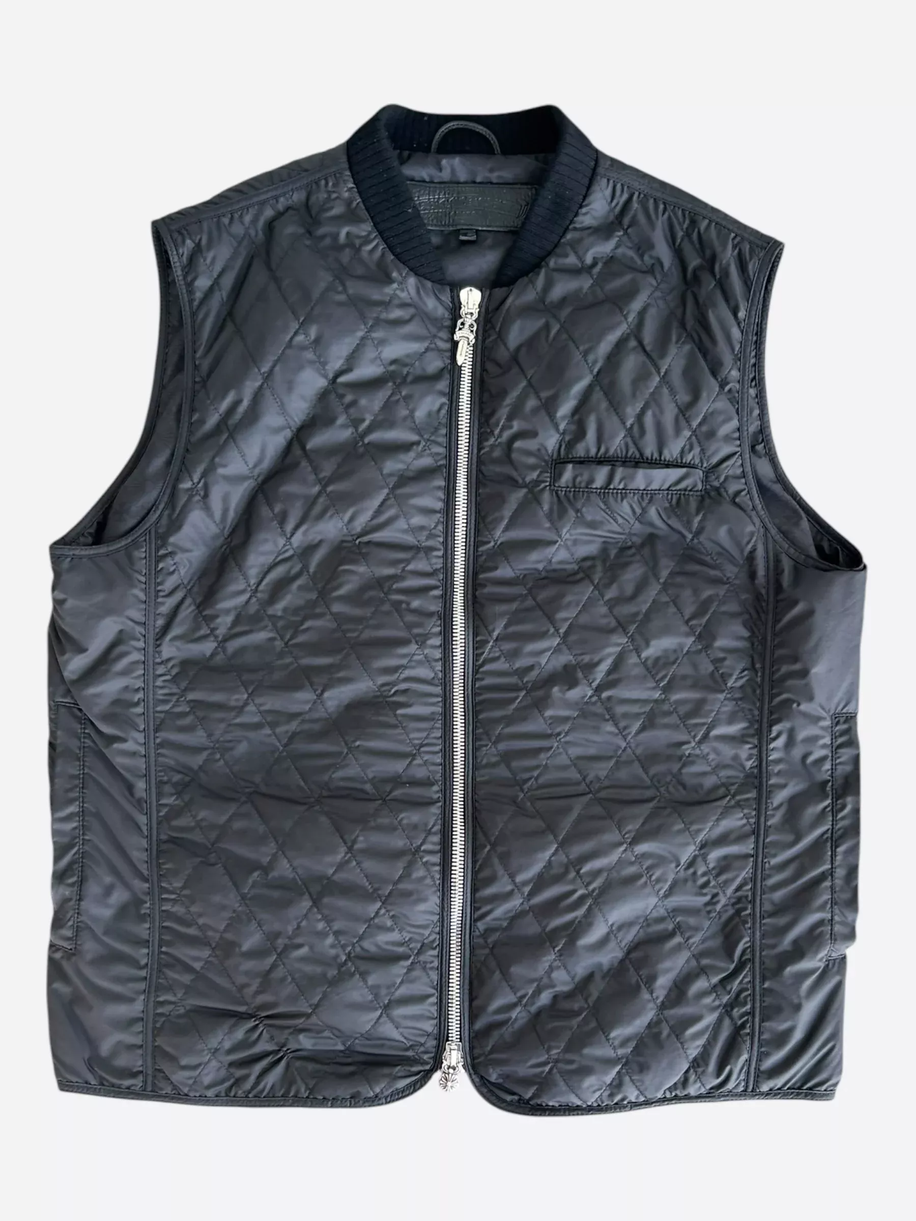 Chrome Hearts Black Quilted Cross Patch Vest