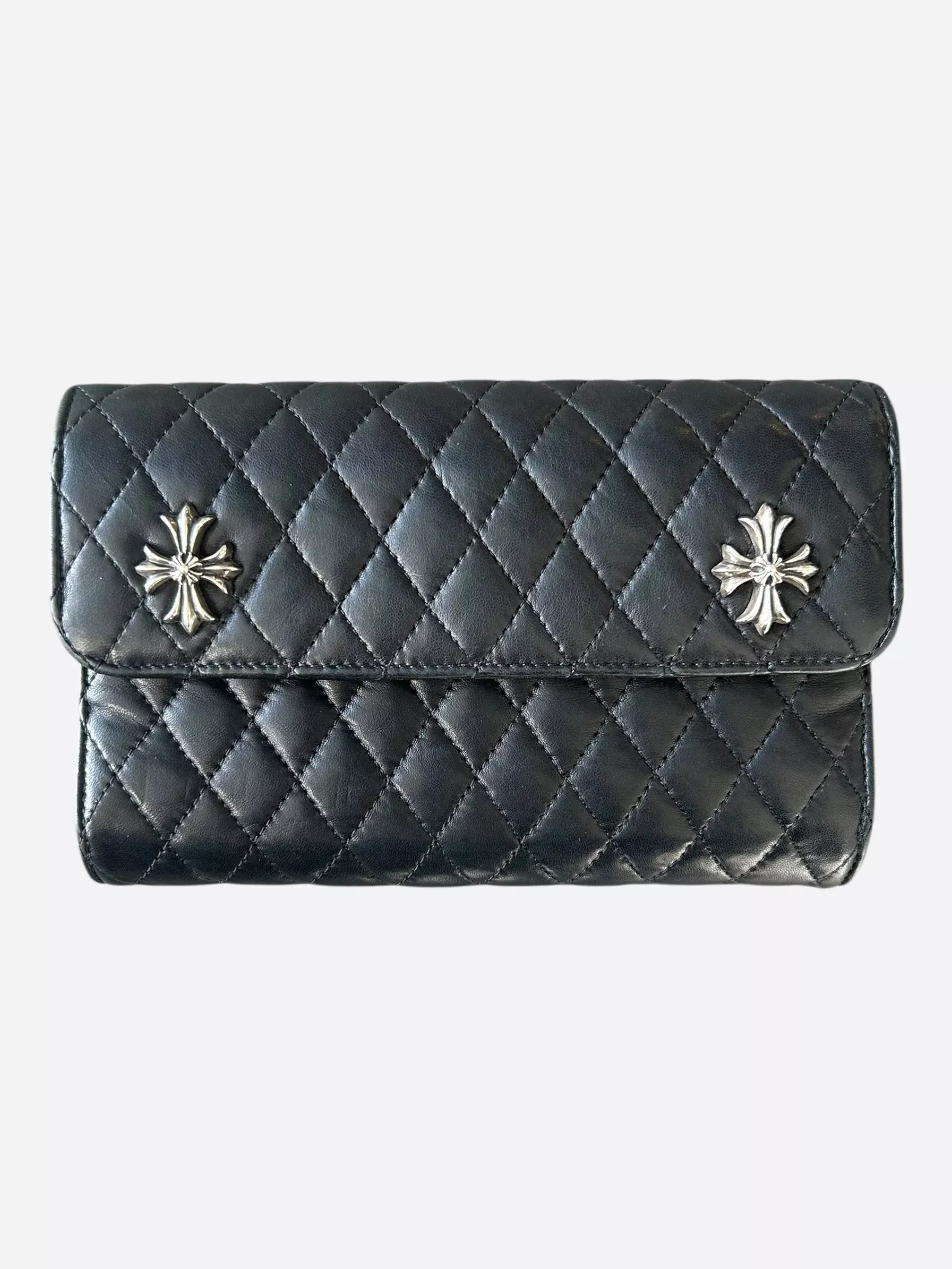 Chrome Hearts Black Quilted Cross Wallet