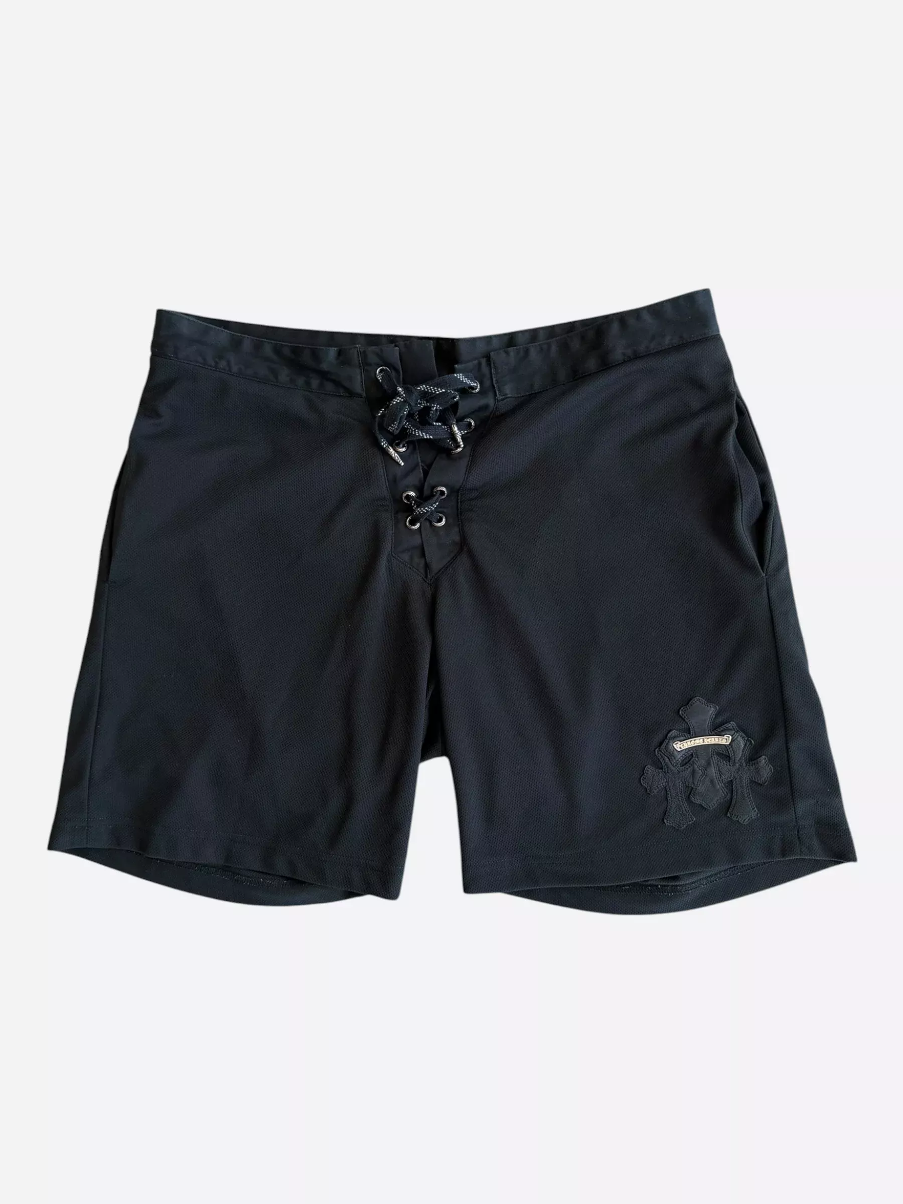 Chrome Hearts Black Triple Cross Patch Swimshorts