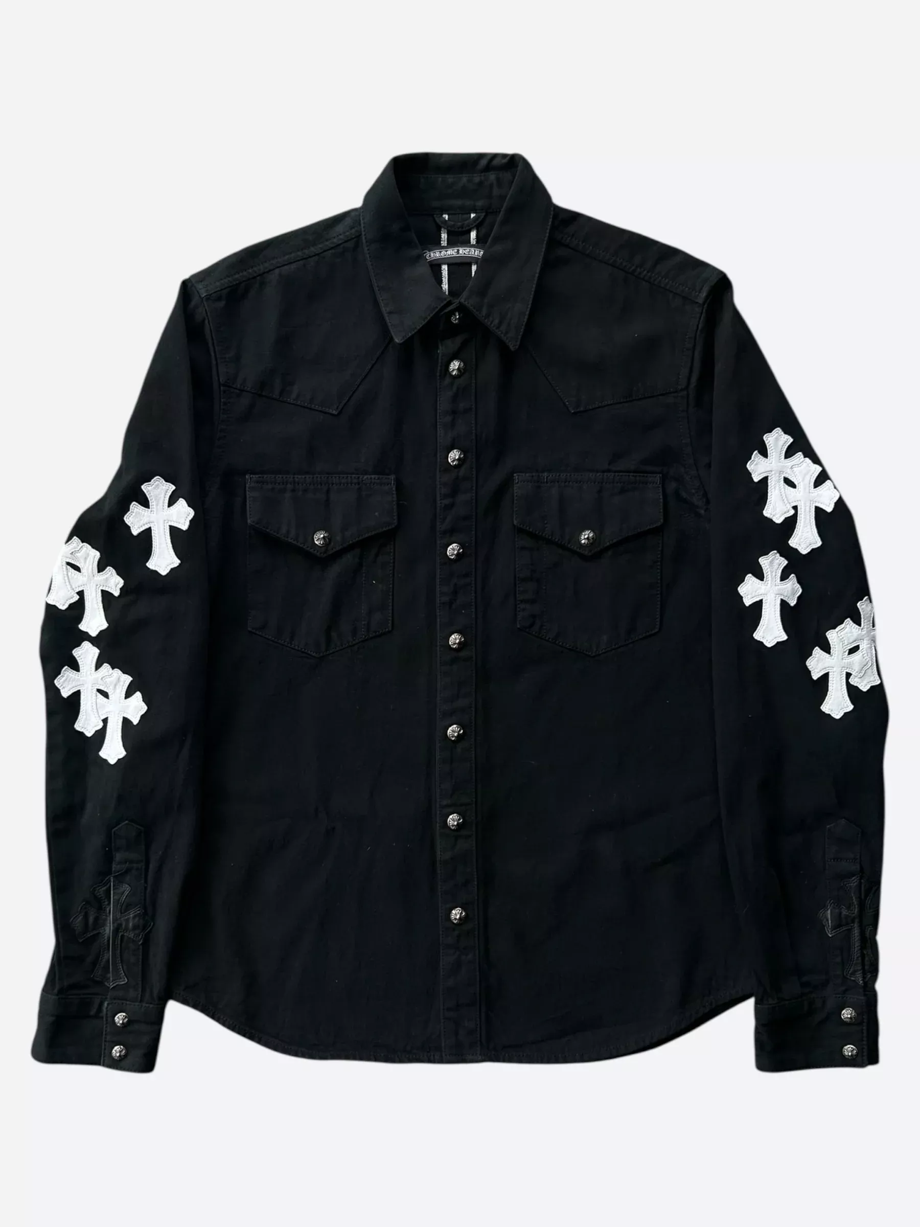 Chrome Hearts Black & White Cross Patch Denim Jacket