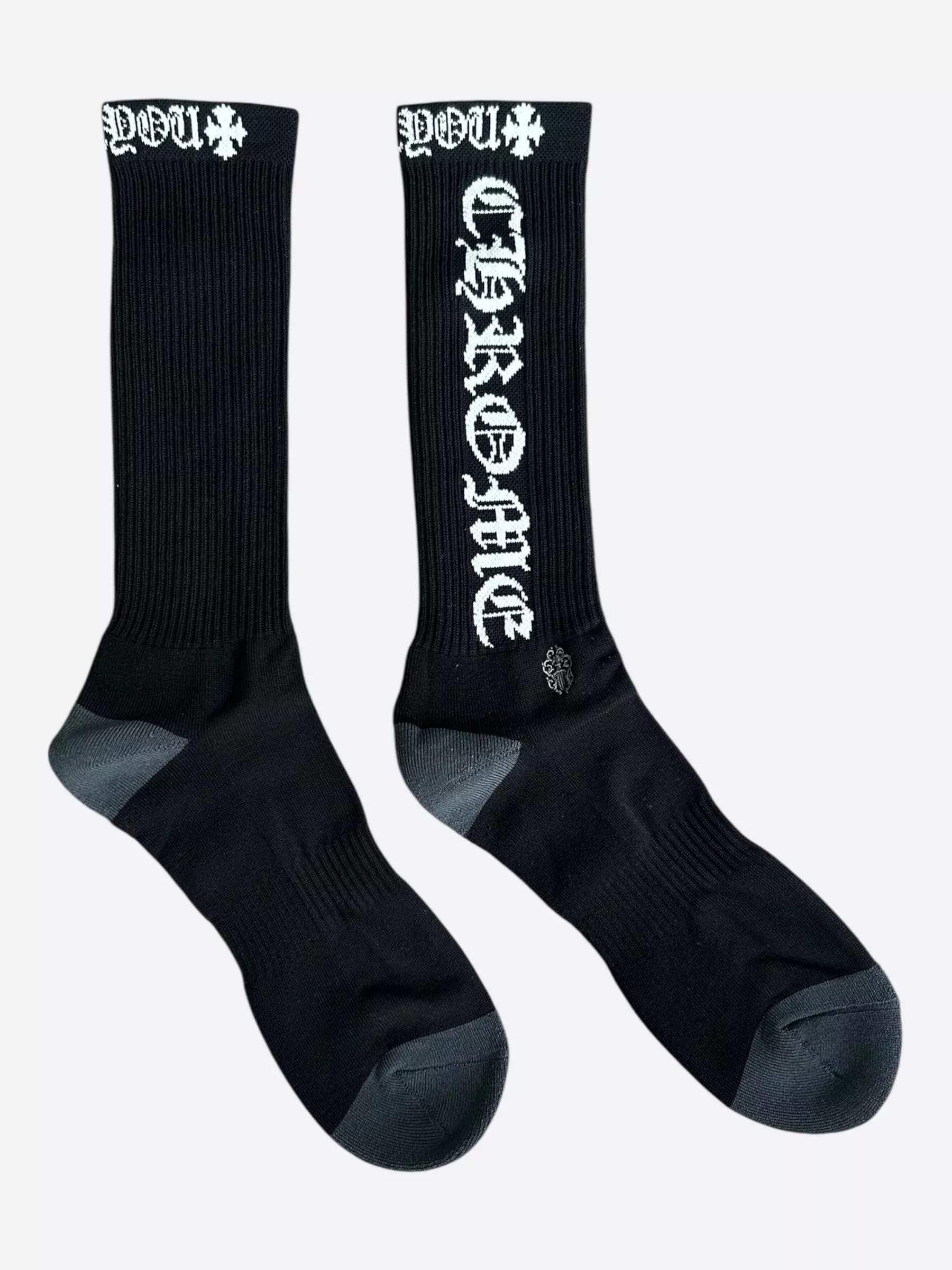 Chrome Hearts Black & White Script Logo Socks