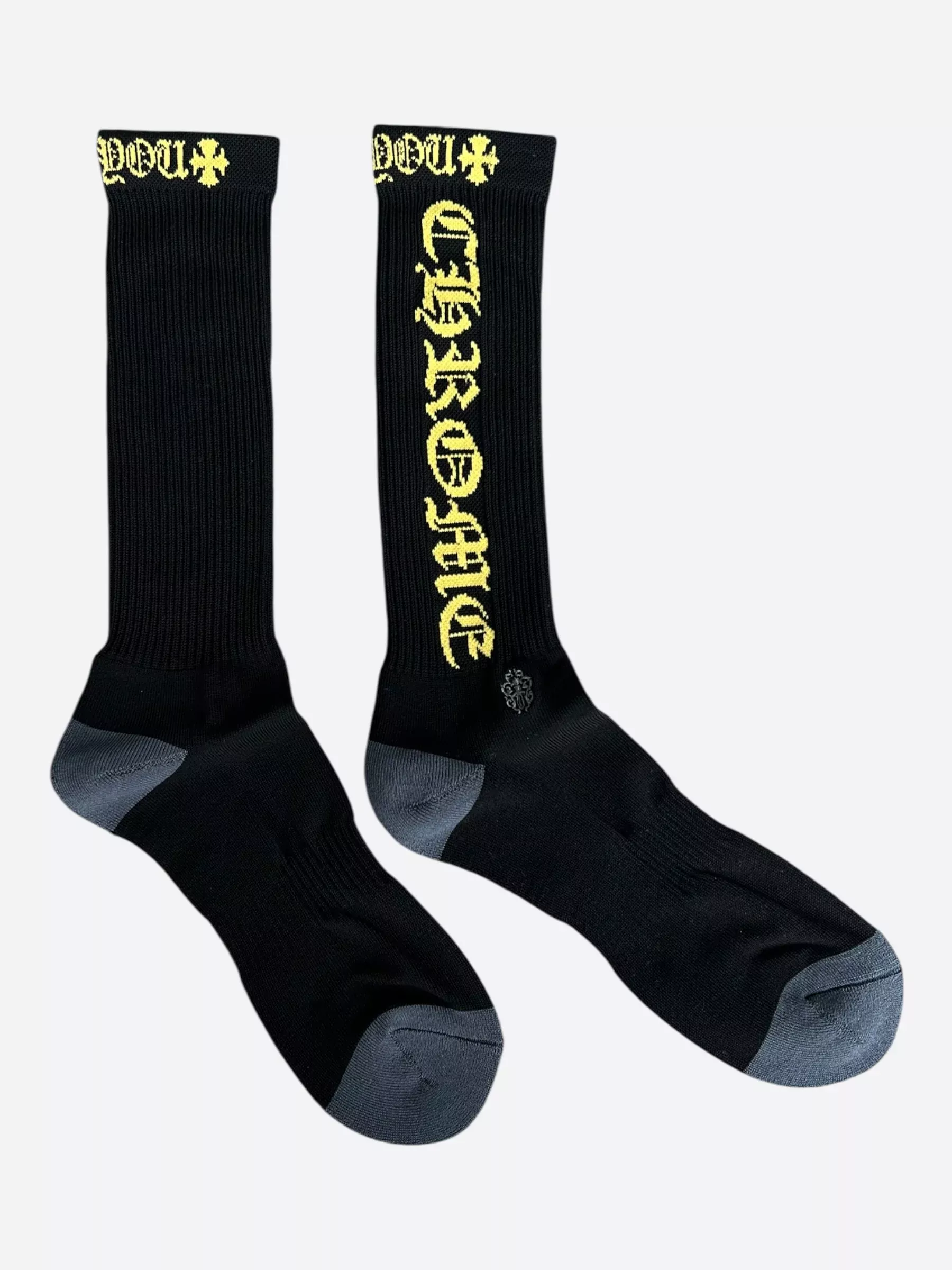 Chrome Hearts Black & Yellow Script Logo Socks