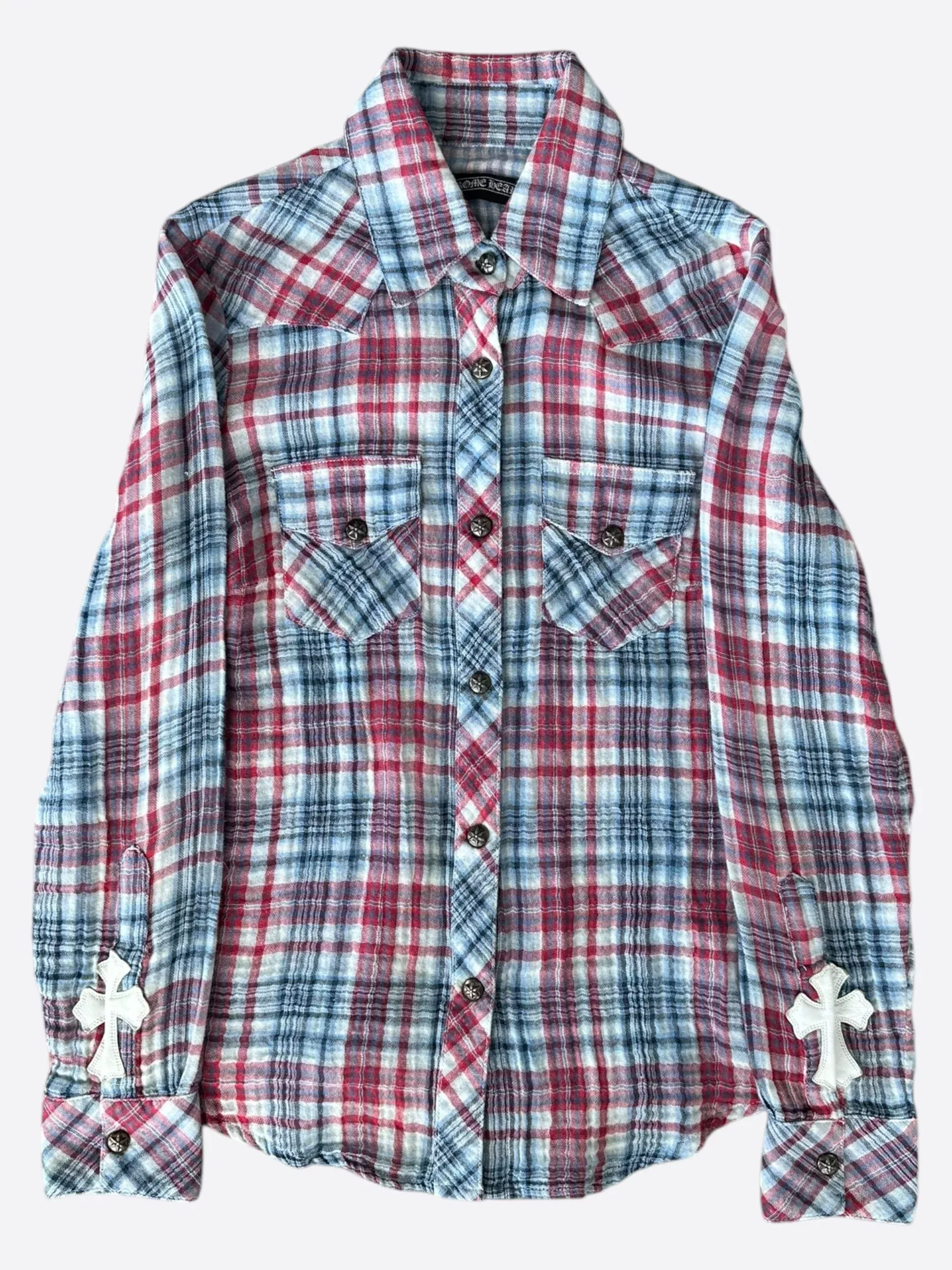 Chrome Hearts Blue & Red Cross Patch Flannel