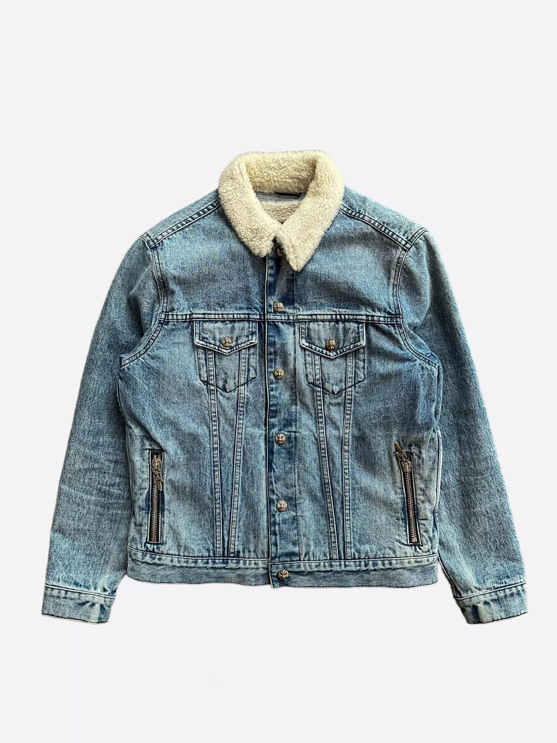Chrome Hearts Blue Removeable Shearling Denim Jacket