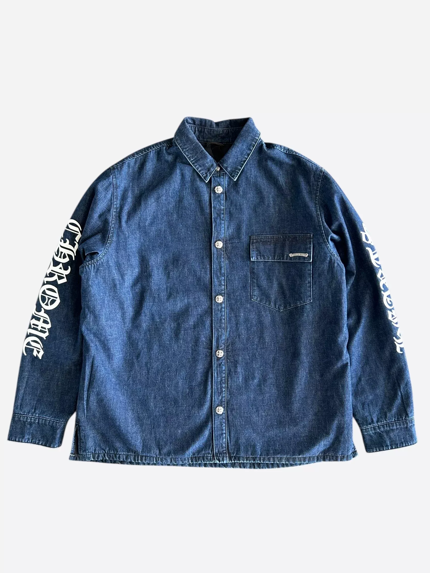 Chrome Hearts Blue & White Script Padded Denim Jacket