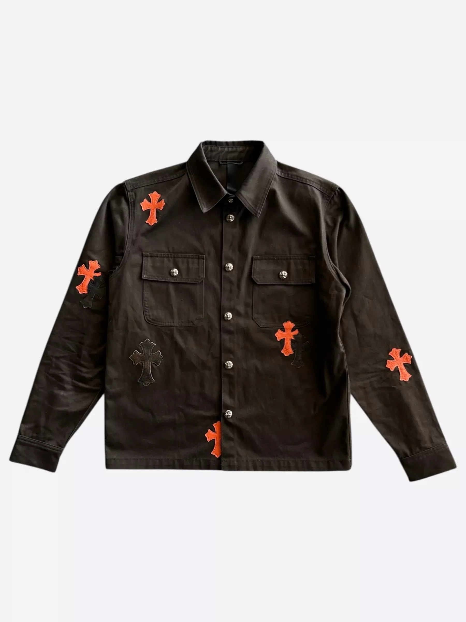 Chrome Hearts Brown Camouflage & Orange Cross Patch Work Dog Jacket