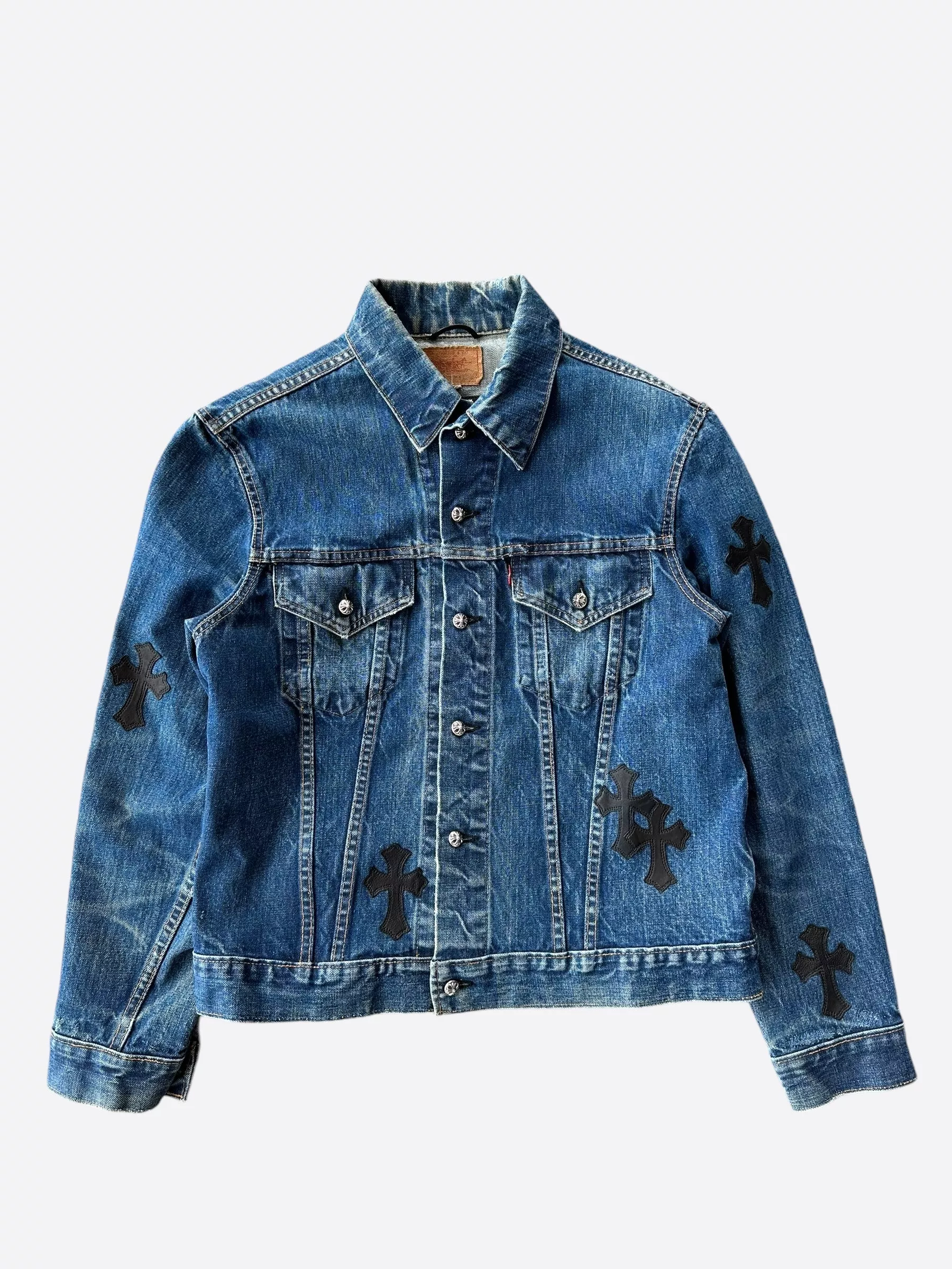Chrome Hearts Levis Blue & Black Cross Patch Denim Jacket