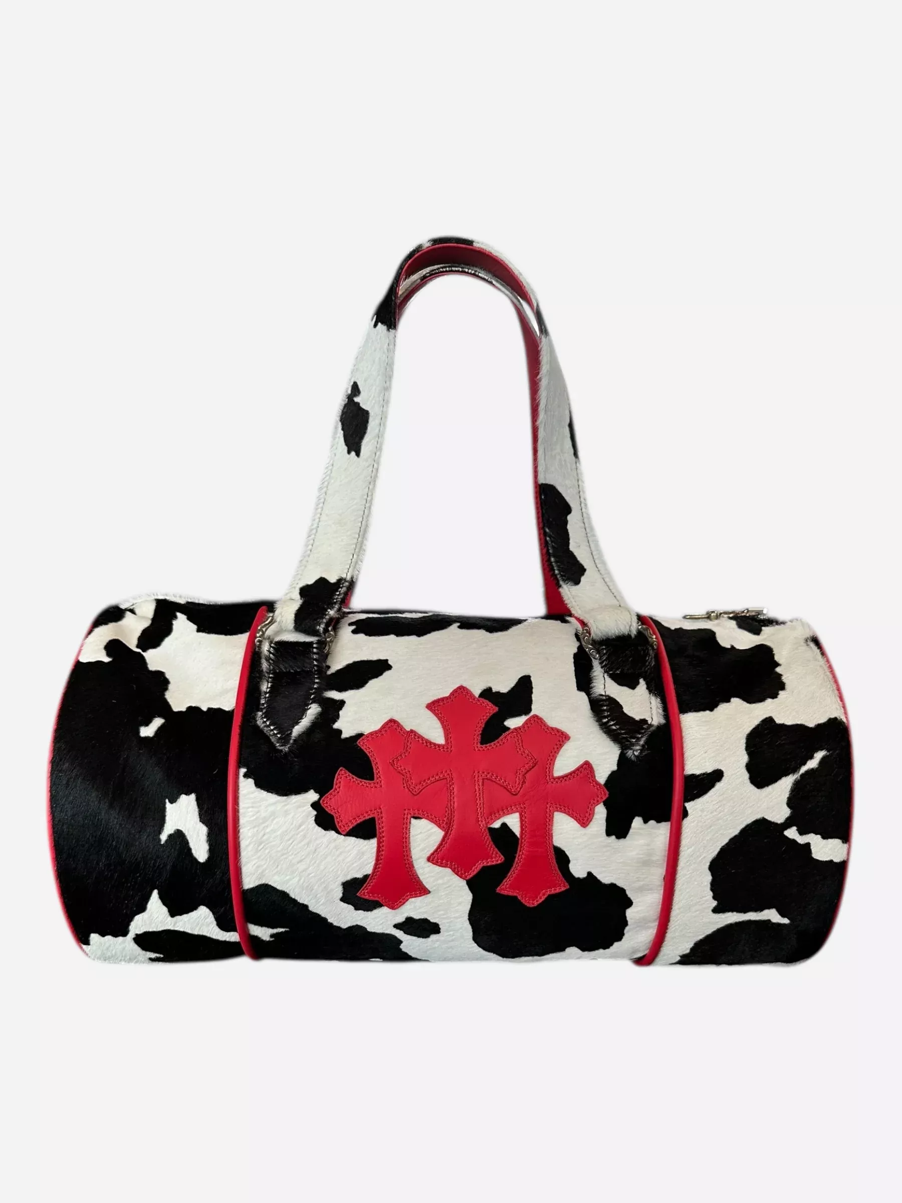 Chrome Hearts Red Cross Patch Cow Mini Duffel Bag
