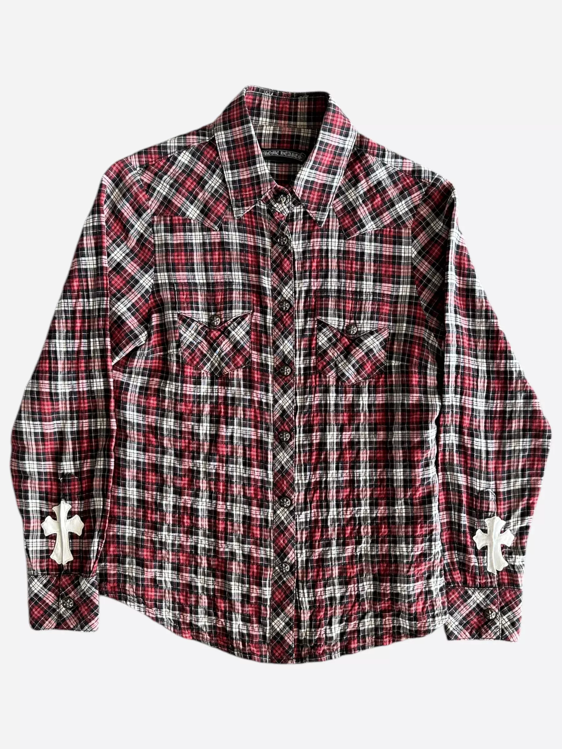 Chrome Hearts Red & White Cross Patch Flannel