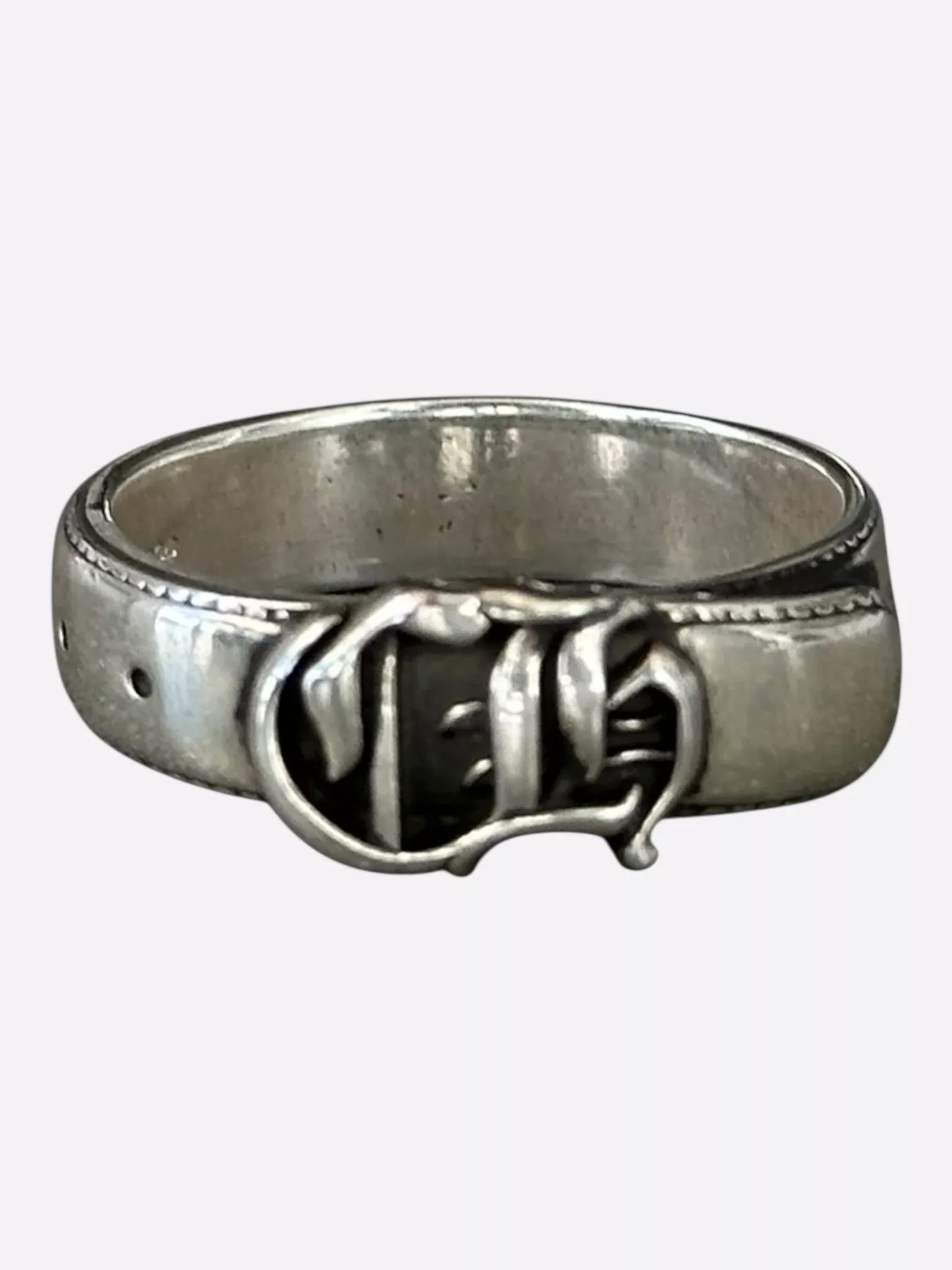 Chrome Hearts Silver Belted CH Logo Ring