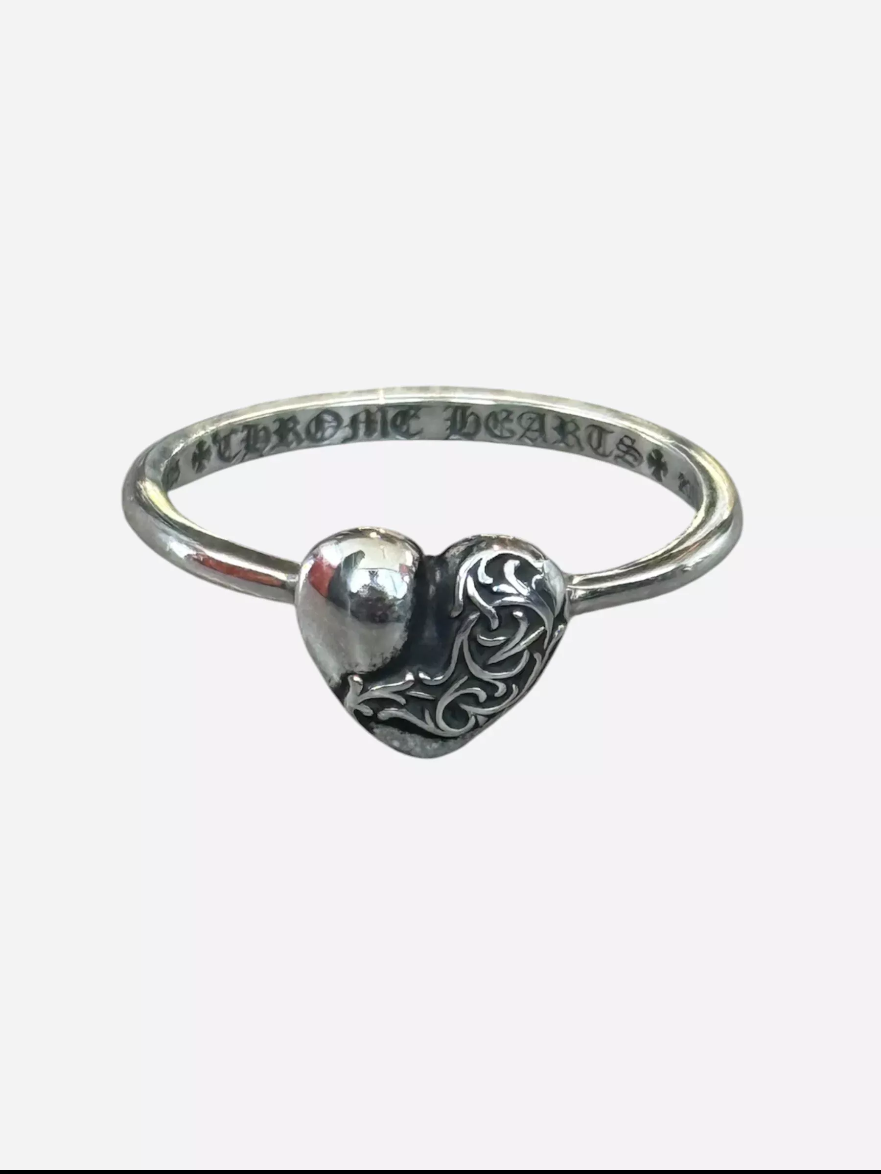 Chrome Hearts Silver Bubblegum Heart Ring