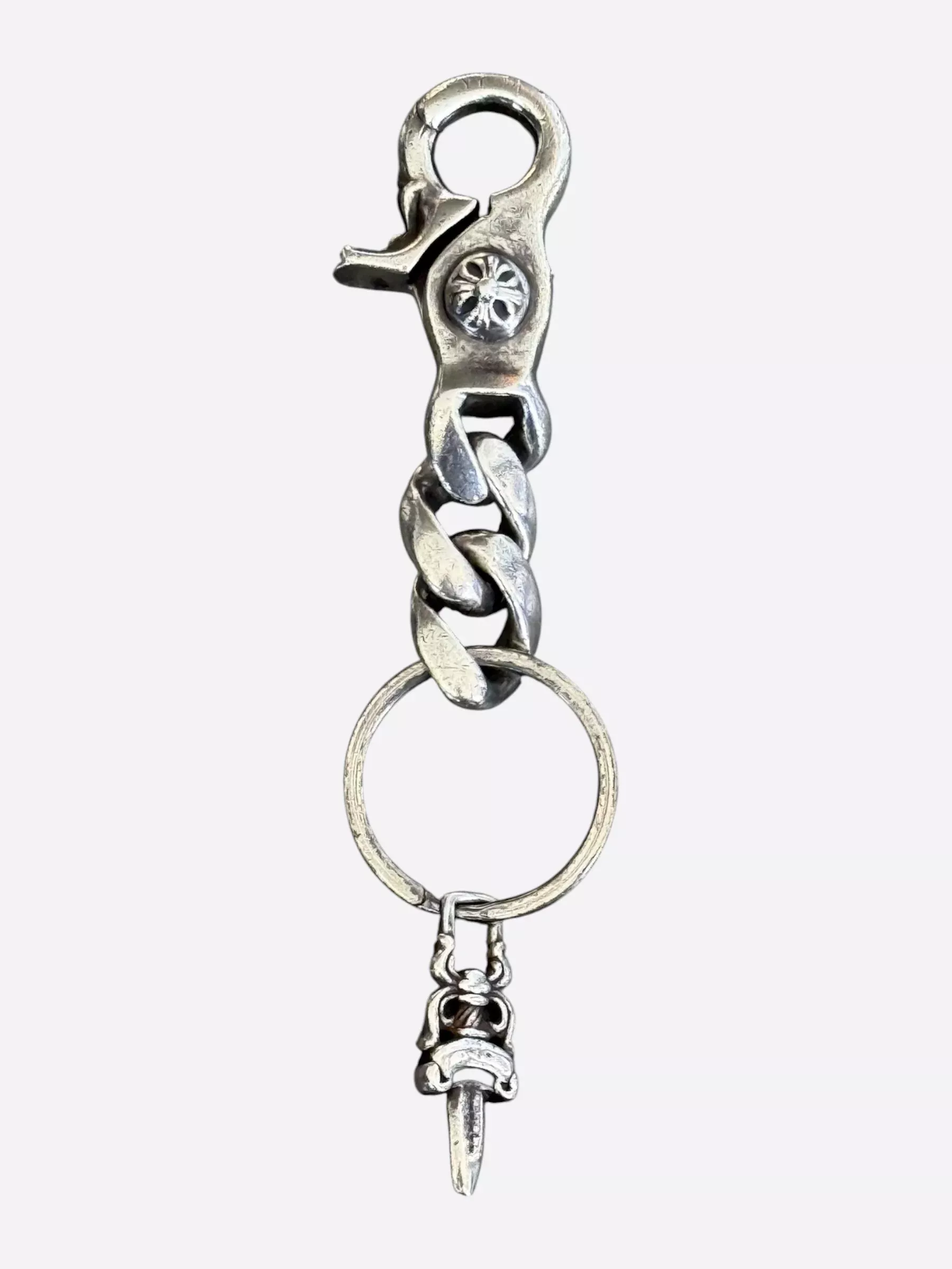 Chrome Hearts Silver Cuban Link Dagger Keychain
