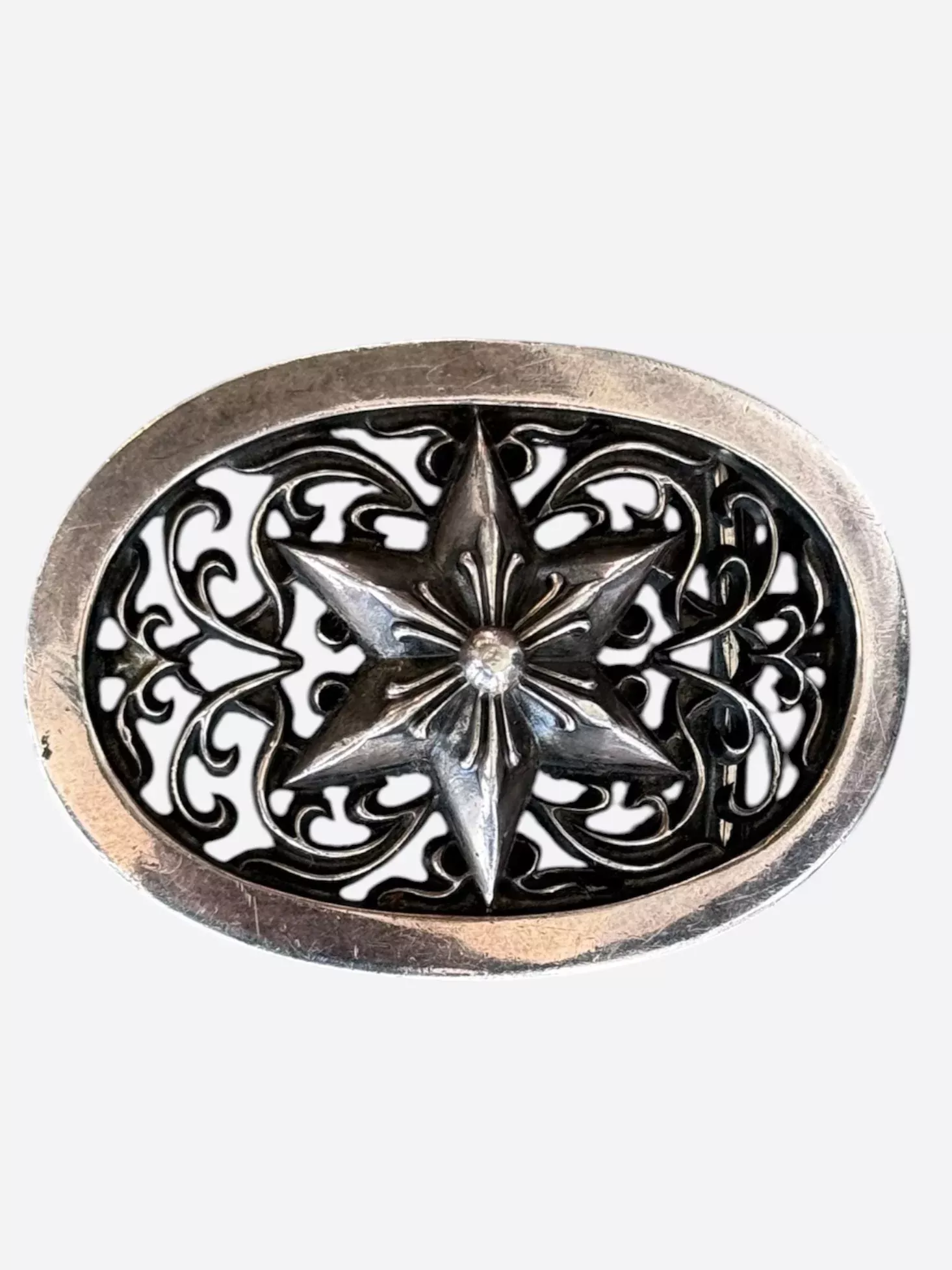 Chrome Hearts Silver Oval Star Buckle