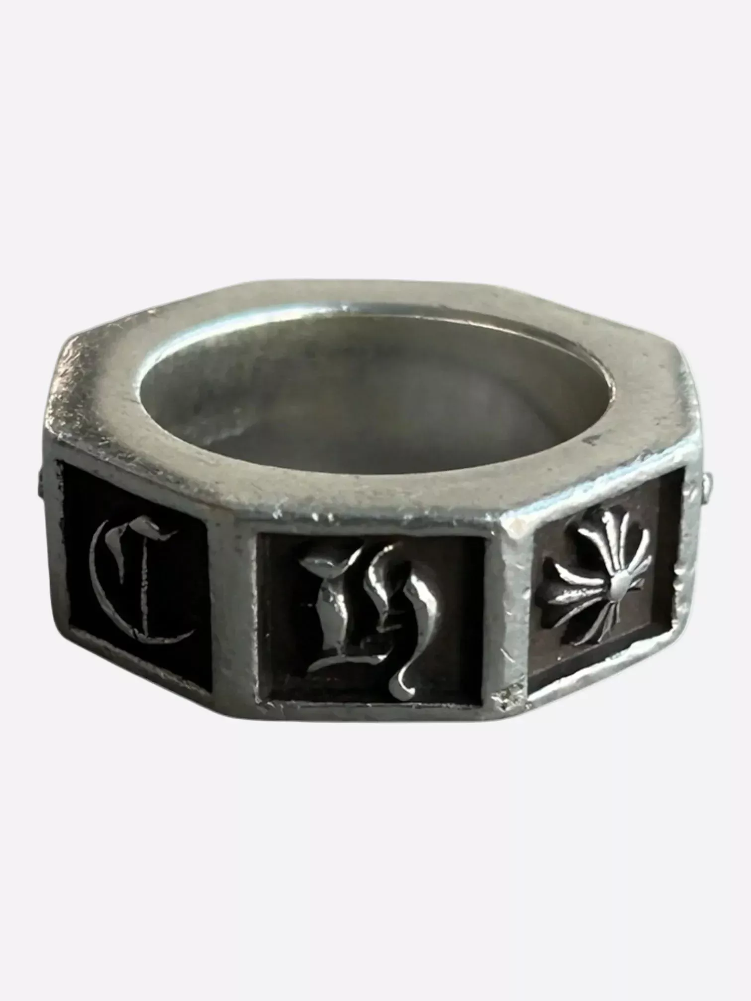 Chrome Hearts Silver Plus Alphabet Ring