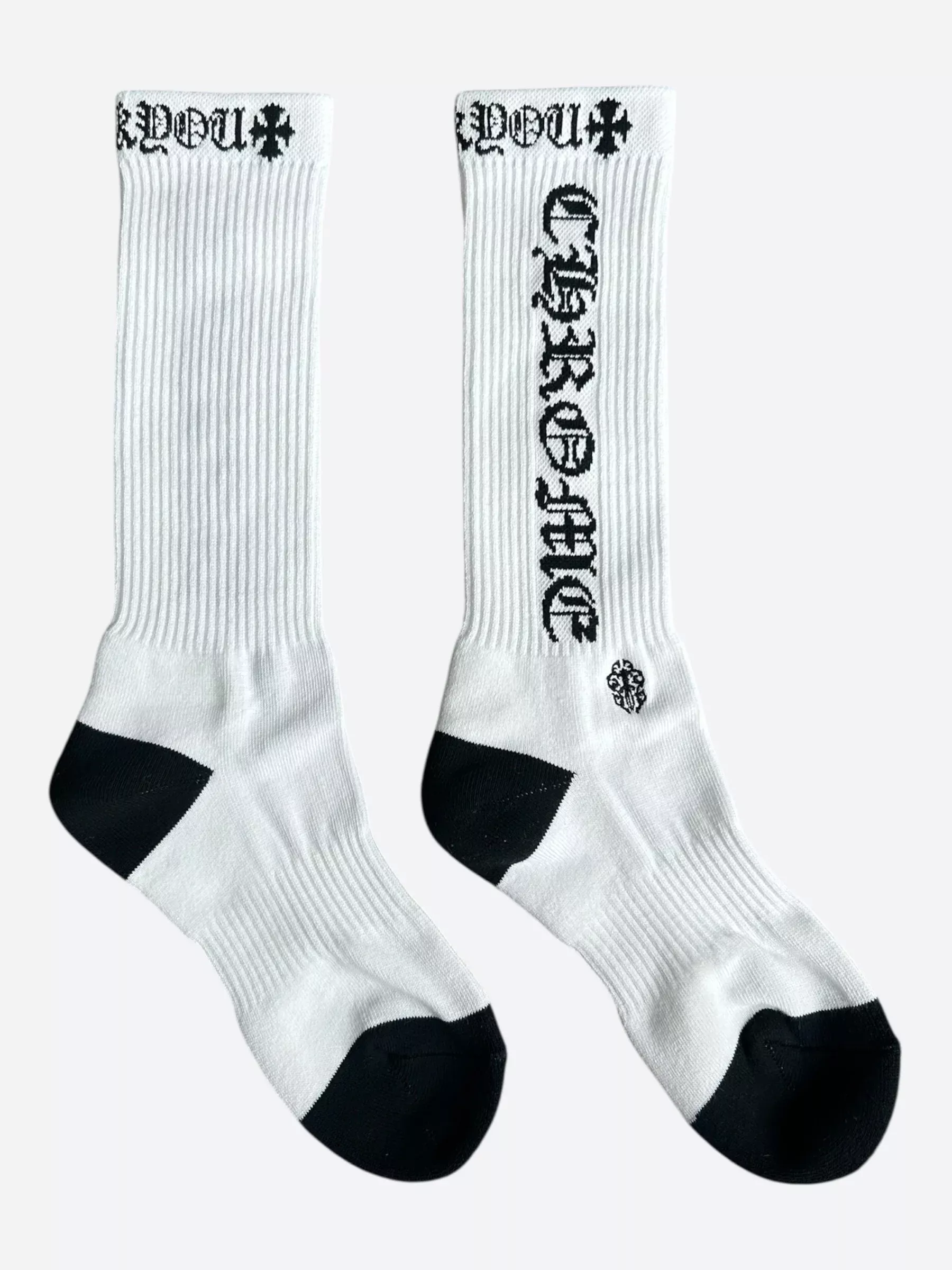 Chrome Hearts White & Black Script Logo Socks