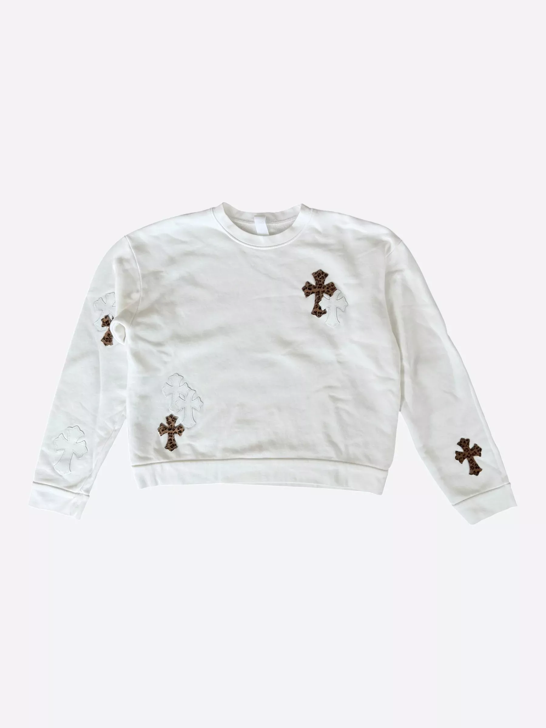 Chrome Hearts White Leopard Cross Patch Sweater