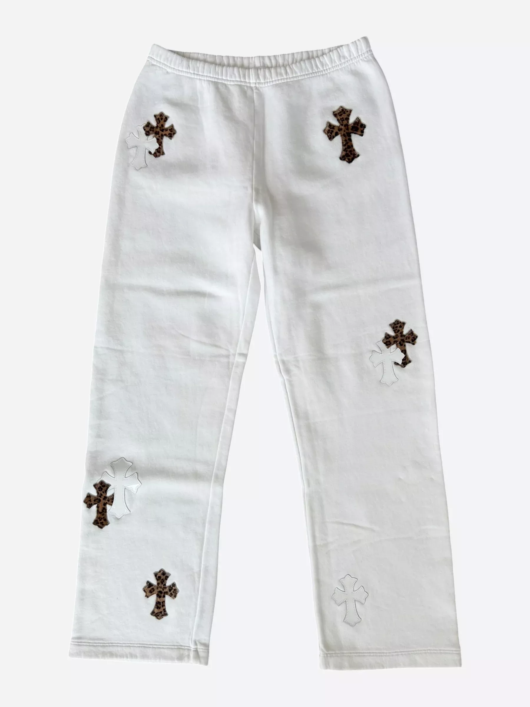 Chrome Hearts White Leopard Cross Patch Sweatpants