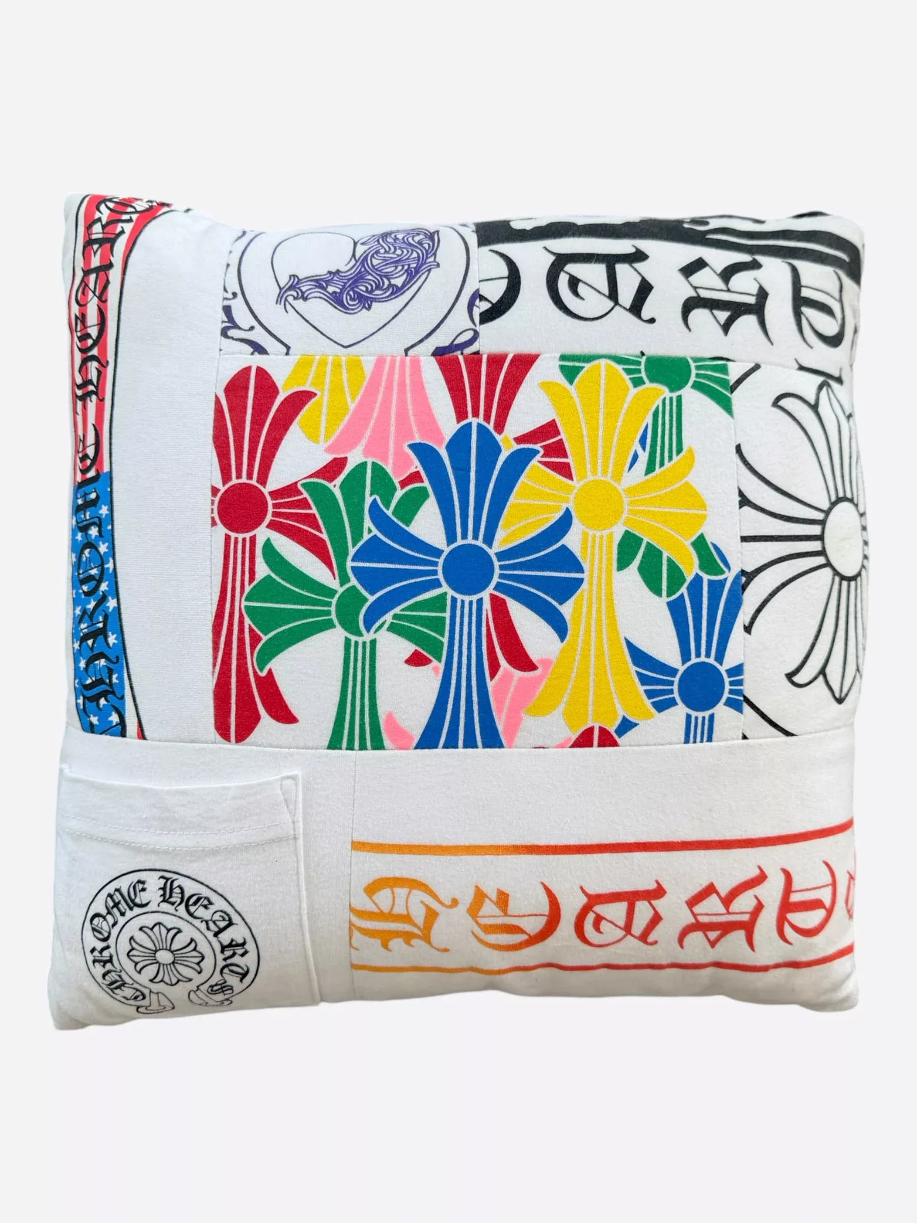 Chrome Hearts White & Multicolor Graphic Pillow