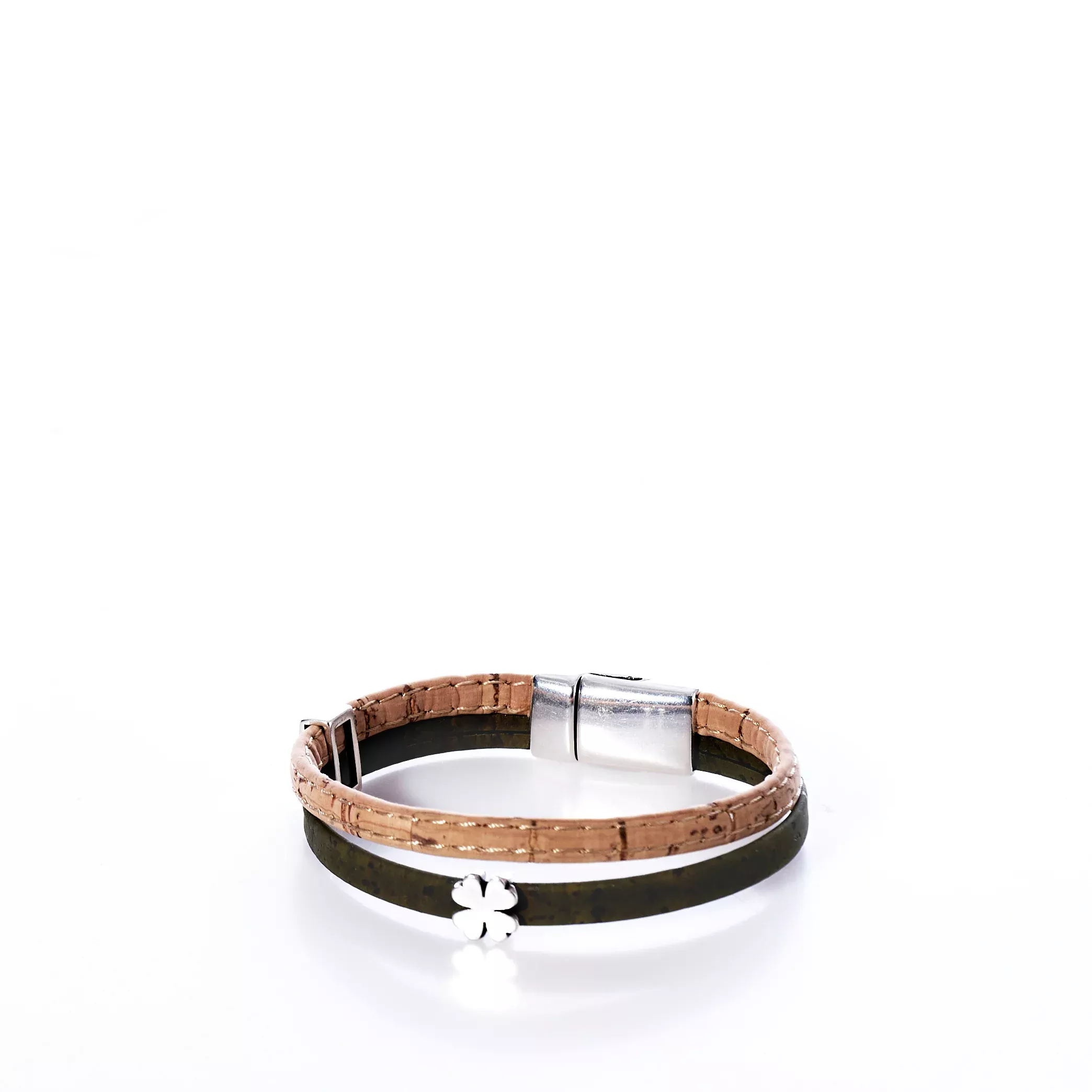 Classic Cork Bracelet Clover on Olive