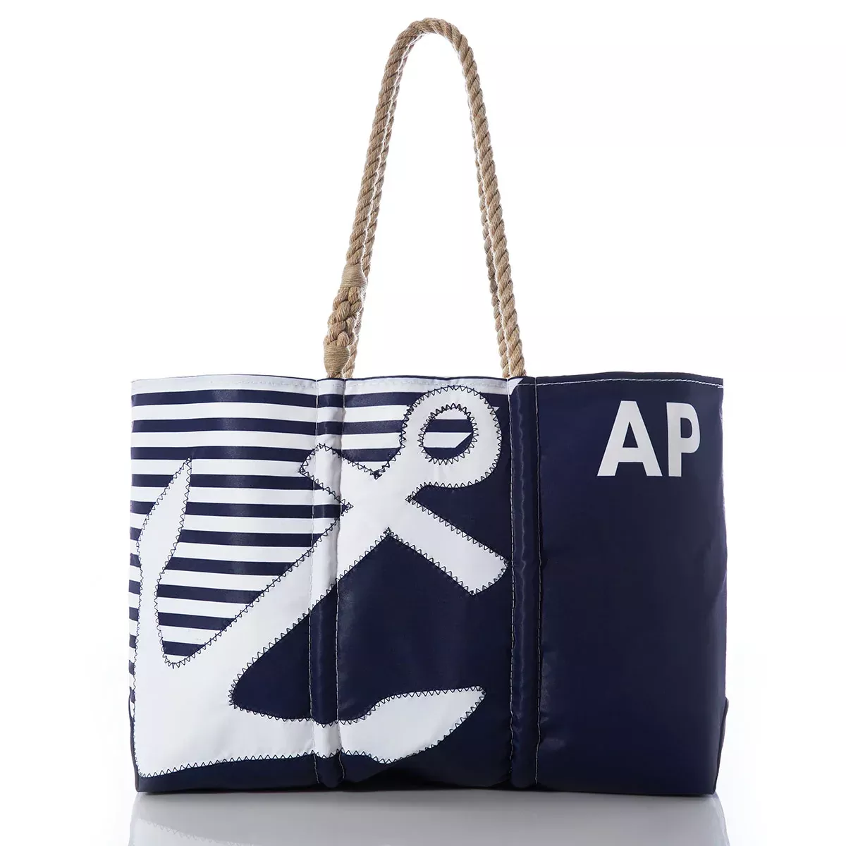 Custom Monogram Breton Stripe Anchor Large Tote