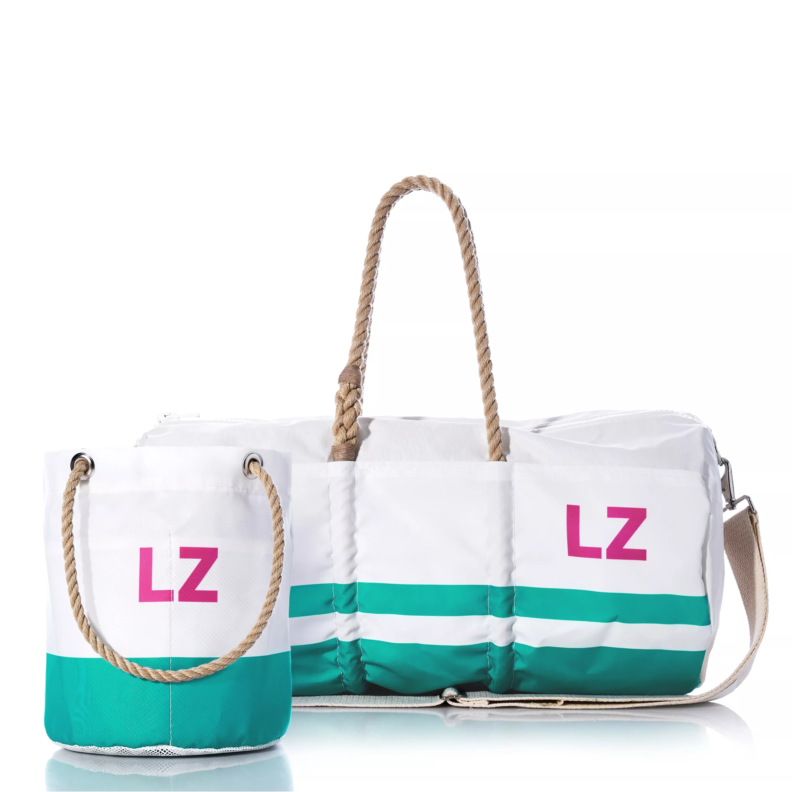 Custom Monogram Breton Stripe Duffel & Bucket Bundle